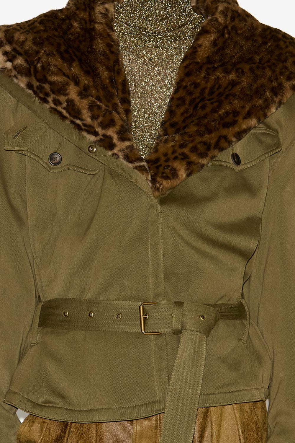 Jerika coat with a leopard print collar - Bronze - Woman - 3