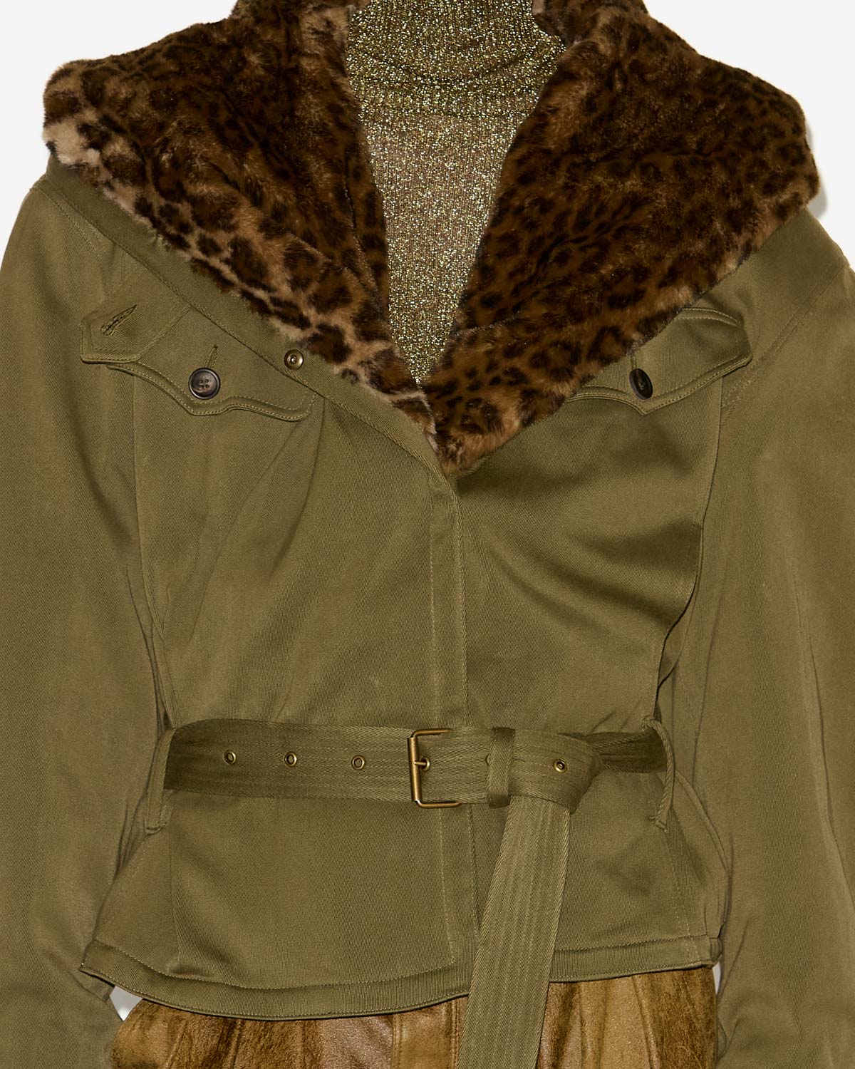 Jerika coat with a leopard print collar - Bronze - Woman - 2