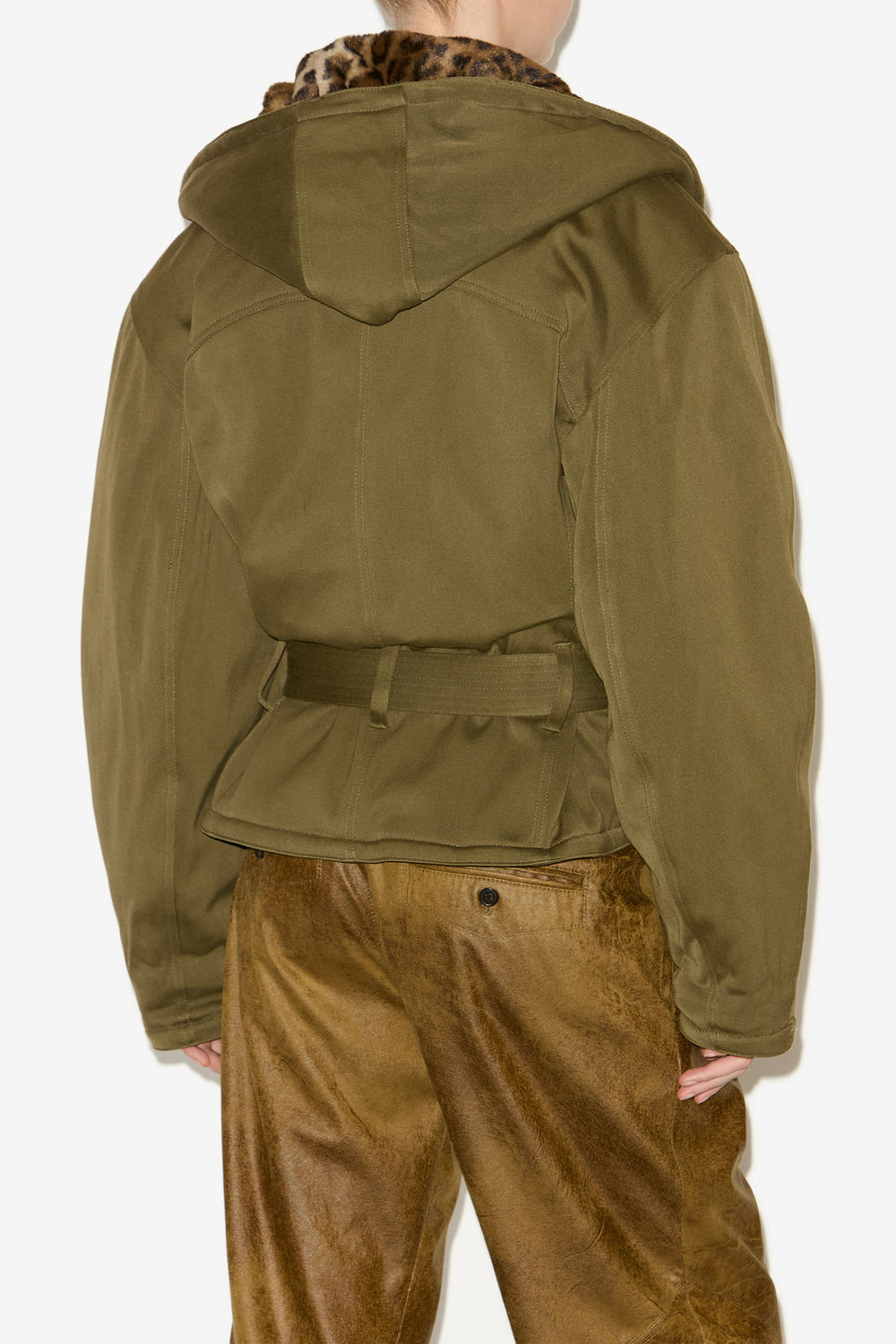 Jerika coat with a leopard print collar - Bronze - Woman - 5