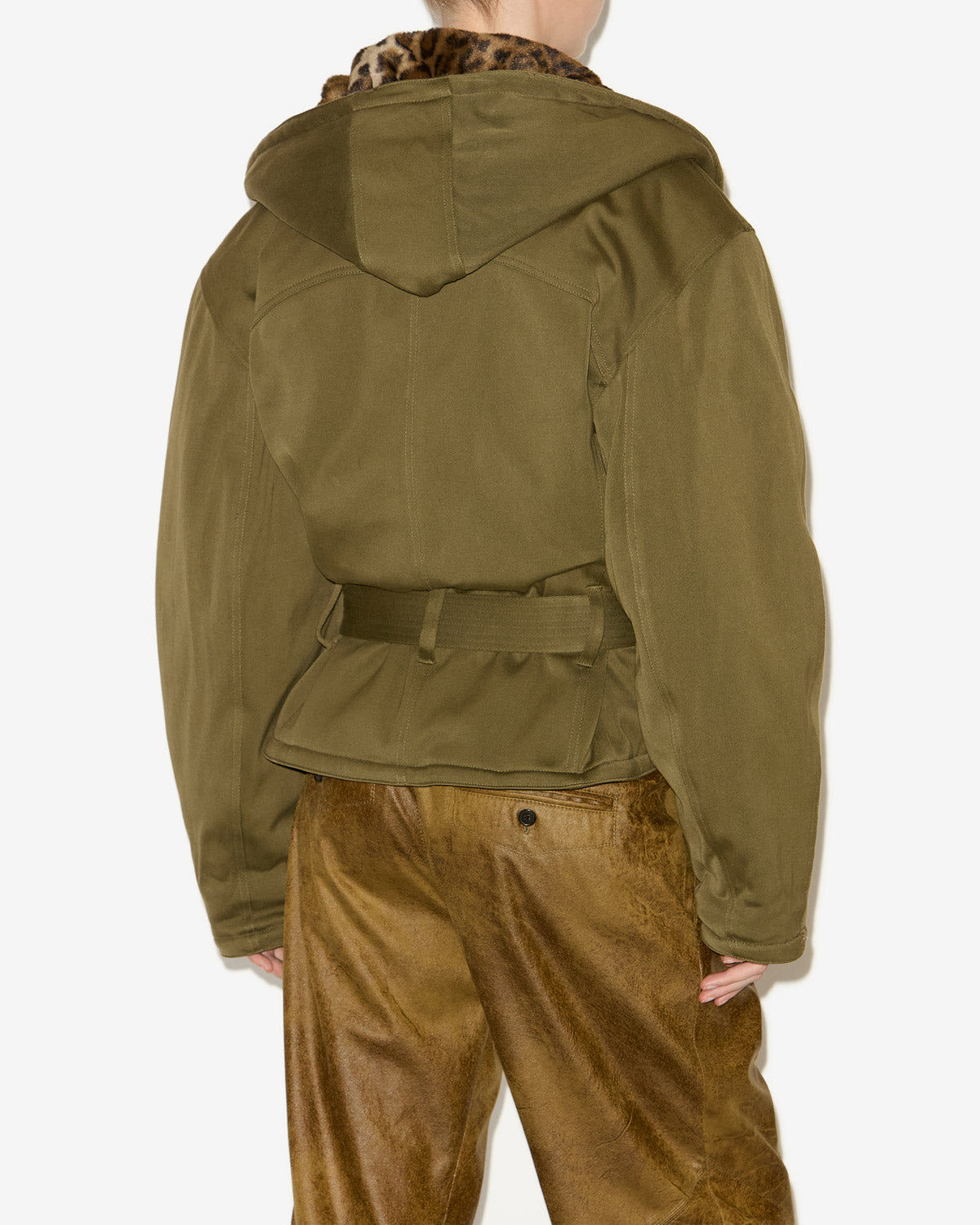 Jerika coat with a leopard print collar - Bronze - Woman - 4