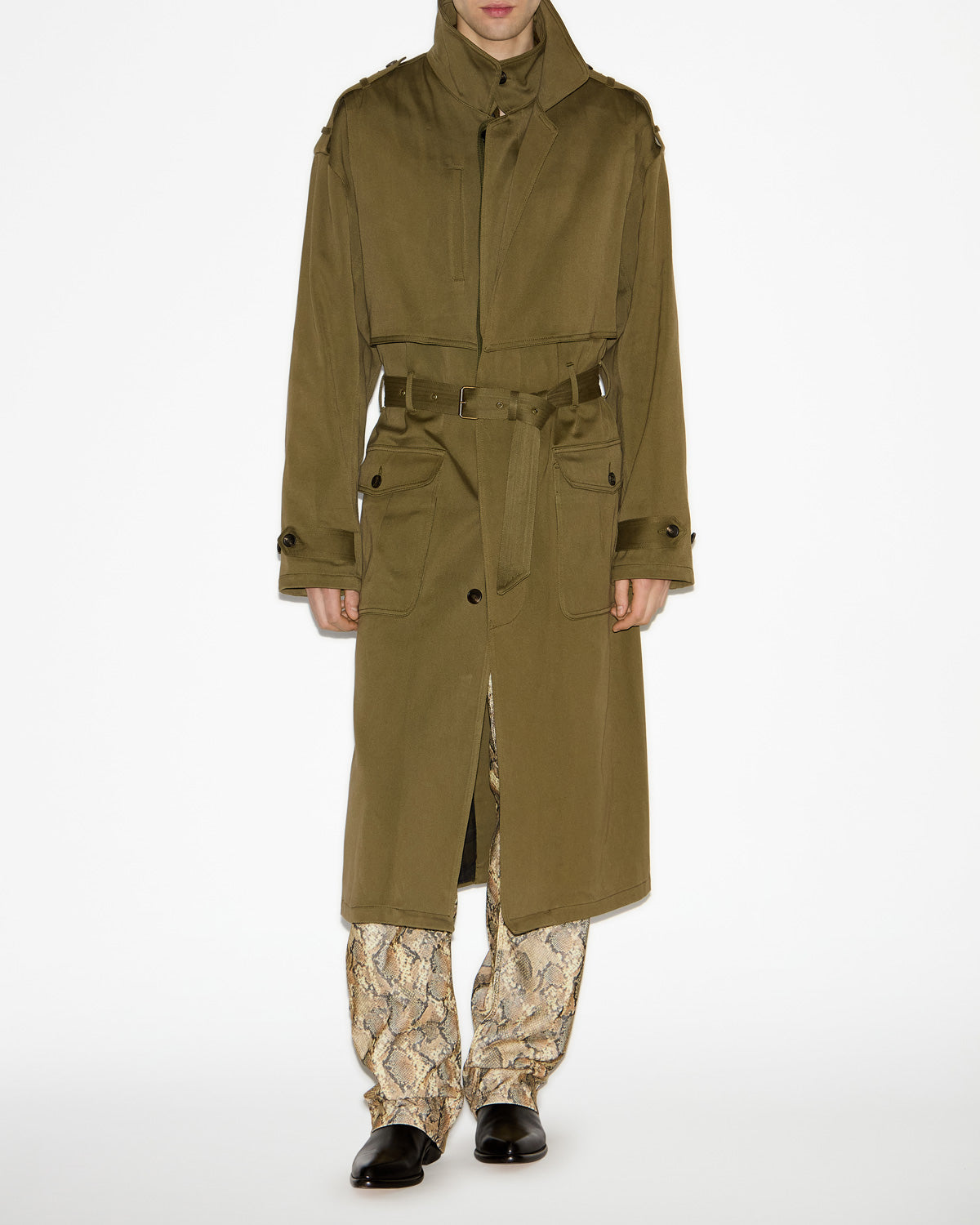 Tadao long cotton trench coat - Bronze - Man - 3