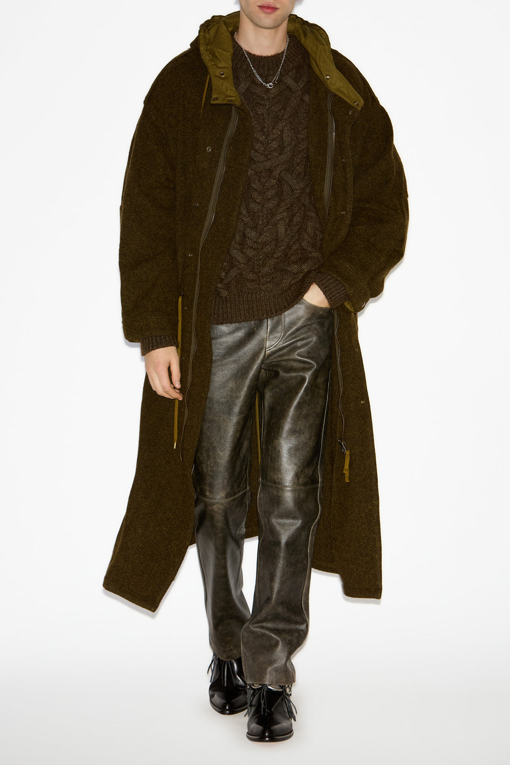 Abrigo de lana hervida sohen - Dark khaki - Man - 2