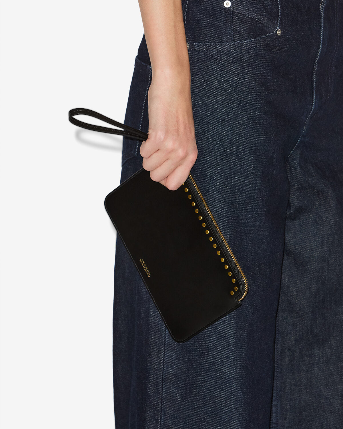 Flat pouch leather clutch bag - Black - Woman - 4