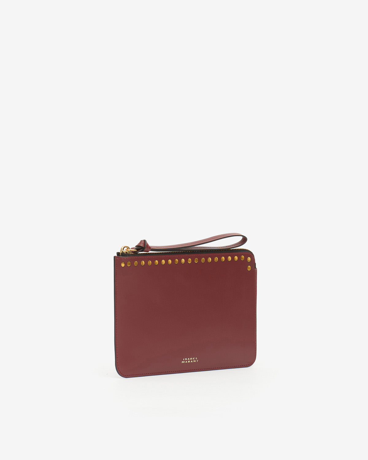 Flat pouch leather clutch bag - Burgundy - Woman - 5