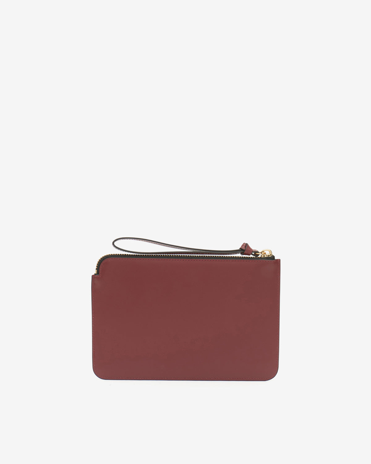 Flat pouch leather clutch bag - Burgundy - Woman - 2