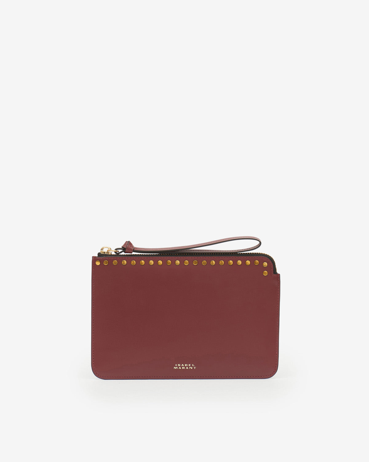 Flat pouch leather clutch bag - Burgundy - Woman - 1