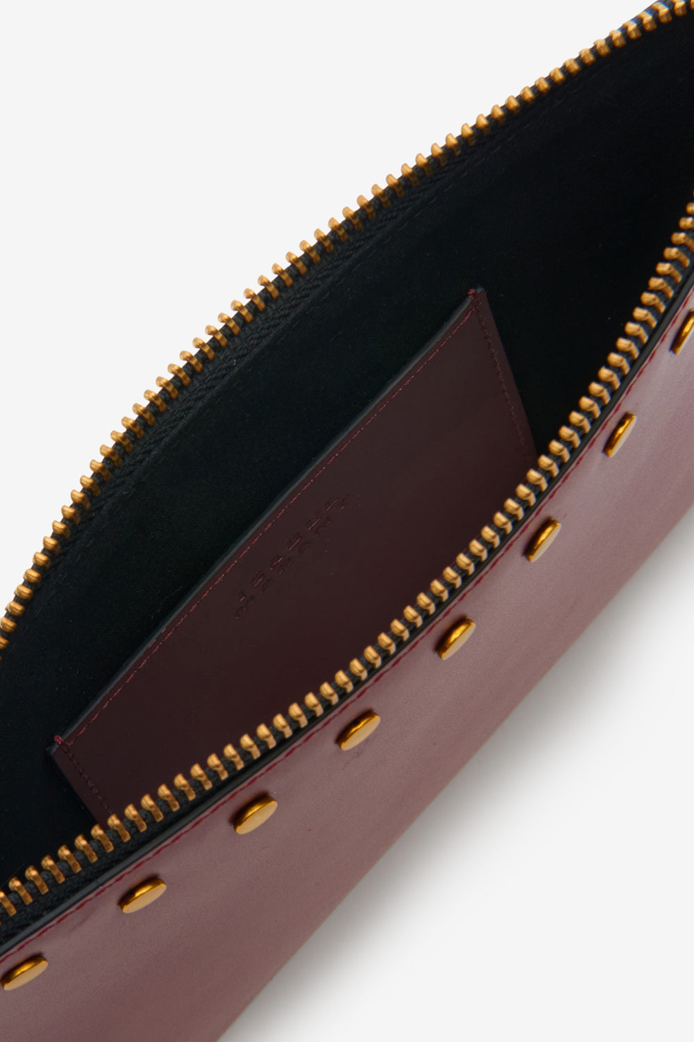 Estuche flat pouch de cuero suave - Burdeos - Woman - 4