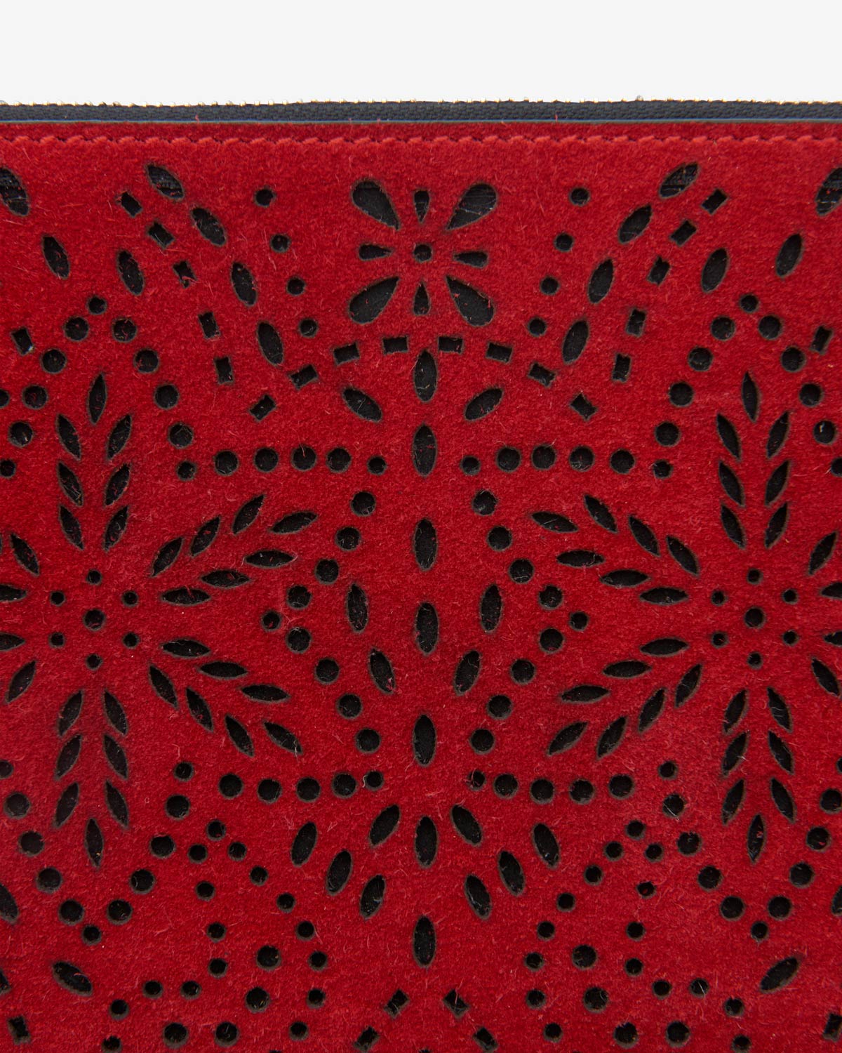 플랫 파우치(flat pouch) 프린지 장식 가죽 파우치 - 빨간색 - Woman - 3