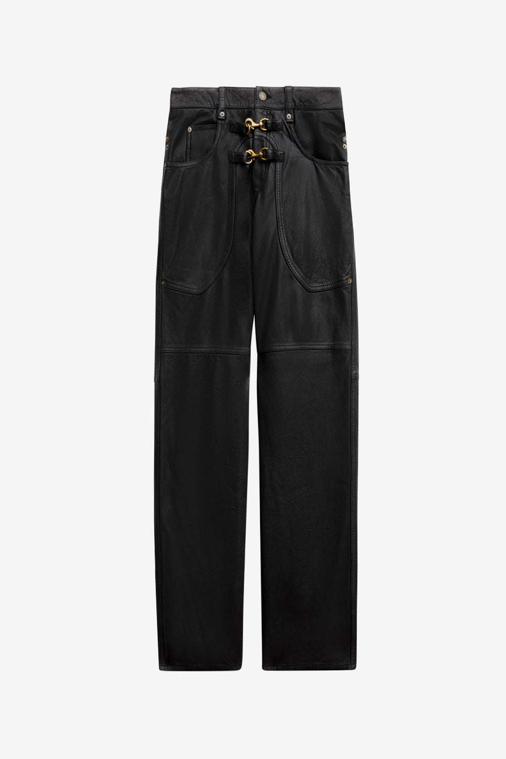 Pantalon brinley taille haute en cuir  - Noir - Woman - 1