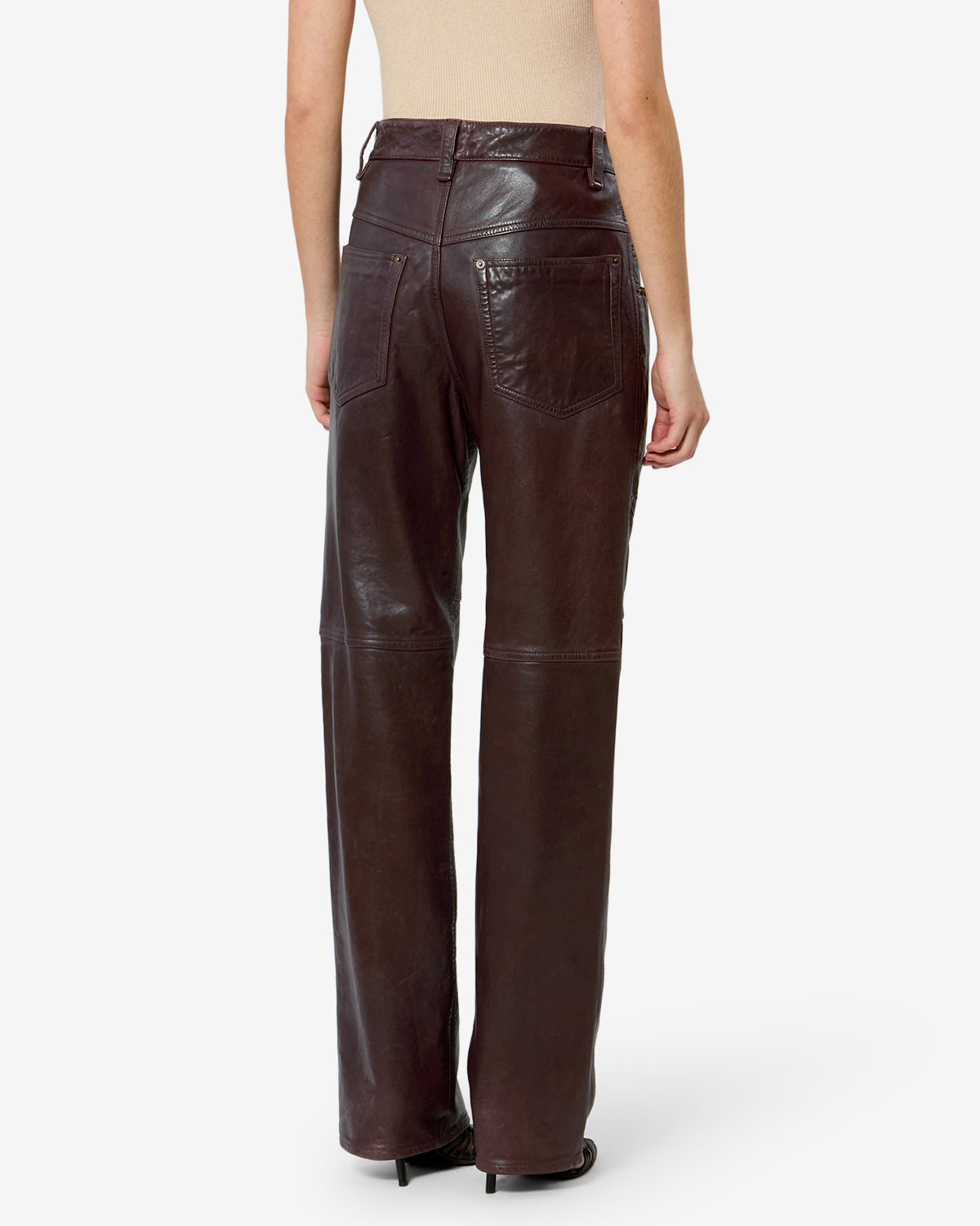 Brinley leather pants Woman dark burgundy | ISABEL MARANT Official
