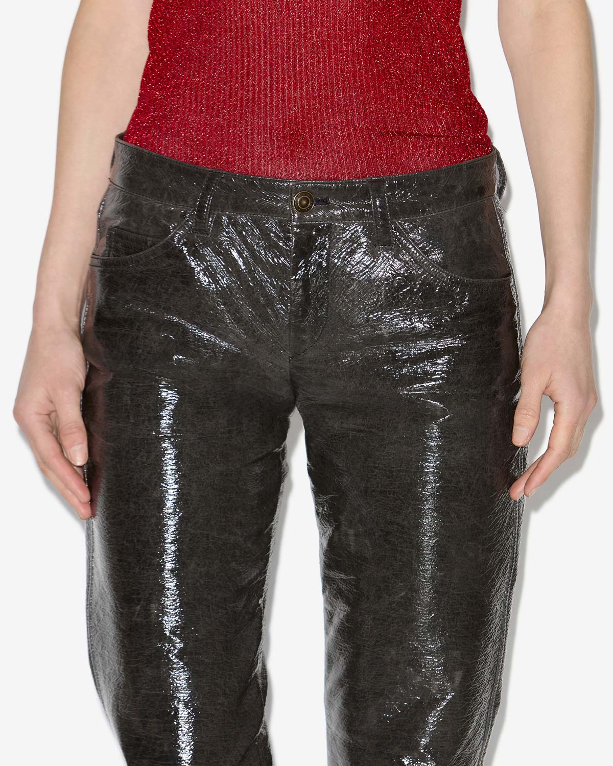 Lovis slim-fitting vinyl pants - Vintage grey - Woman - 2