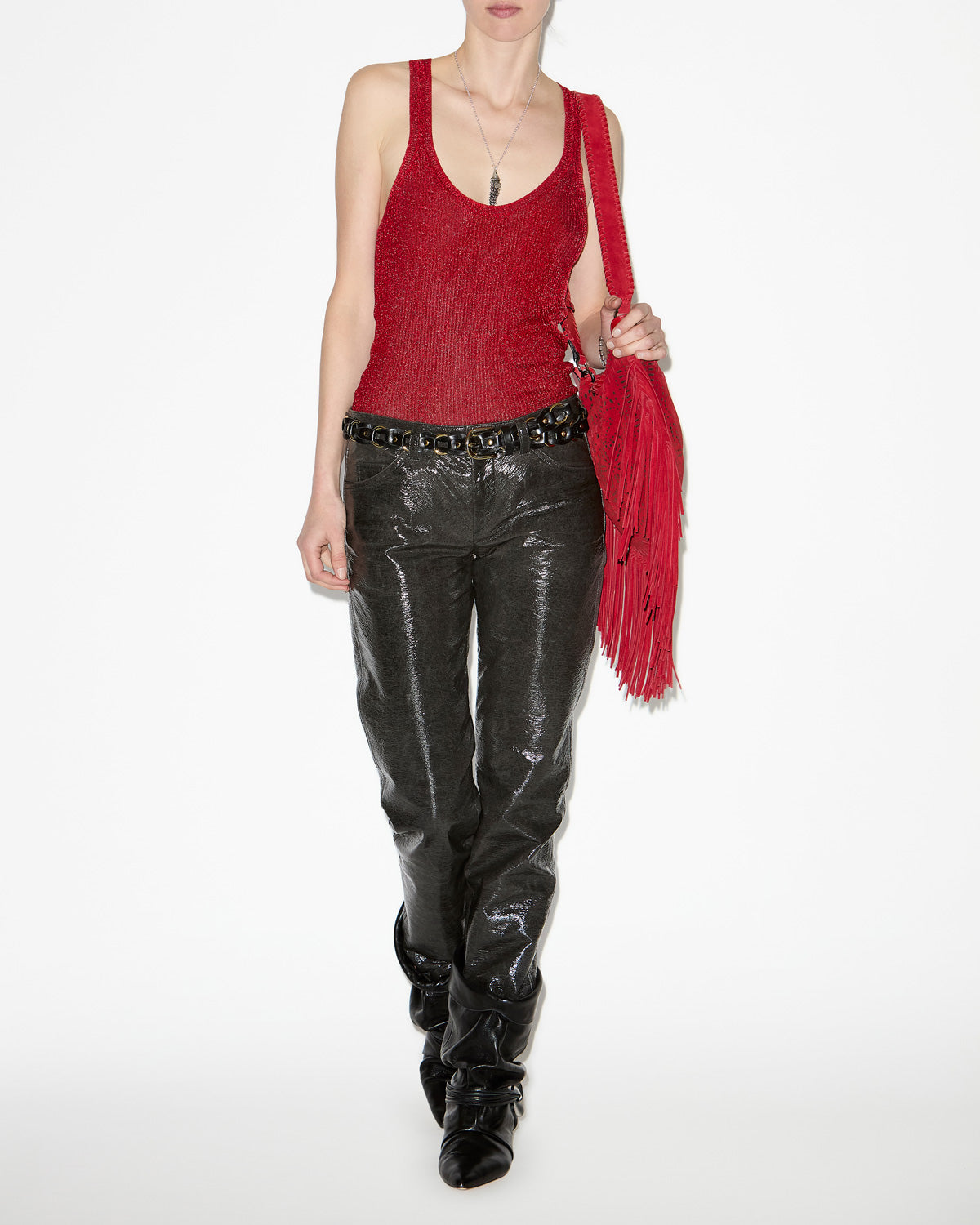 Lovis slim-fitting vinyl pants - Vintage grey - Woman - 1