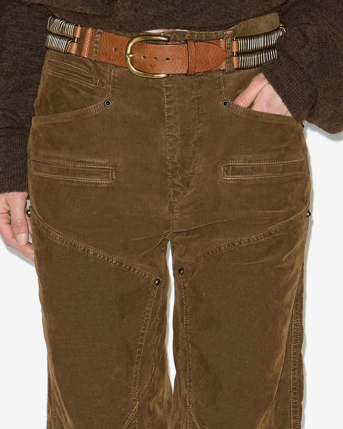 Hose emmy aus cordsamt - Khaki - Woman - 2