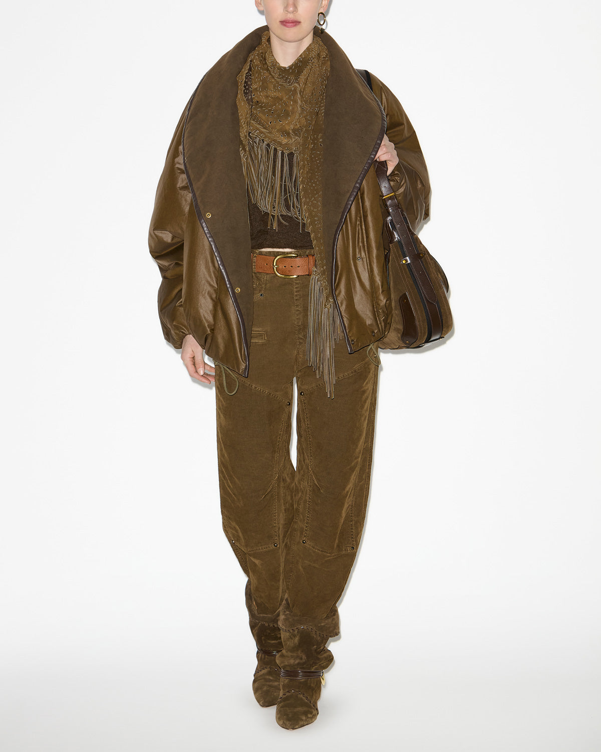 Hose emmy aus cordsamt - Khaki - Woman - 1