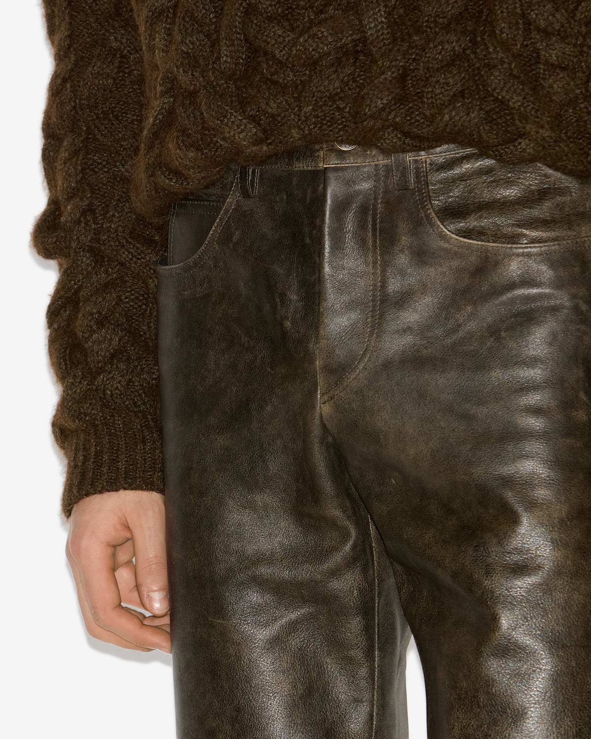 Balkis straight-leg leather pants - Vintage brown - Man - 2