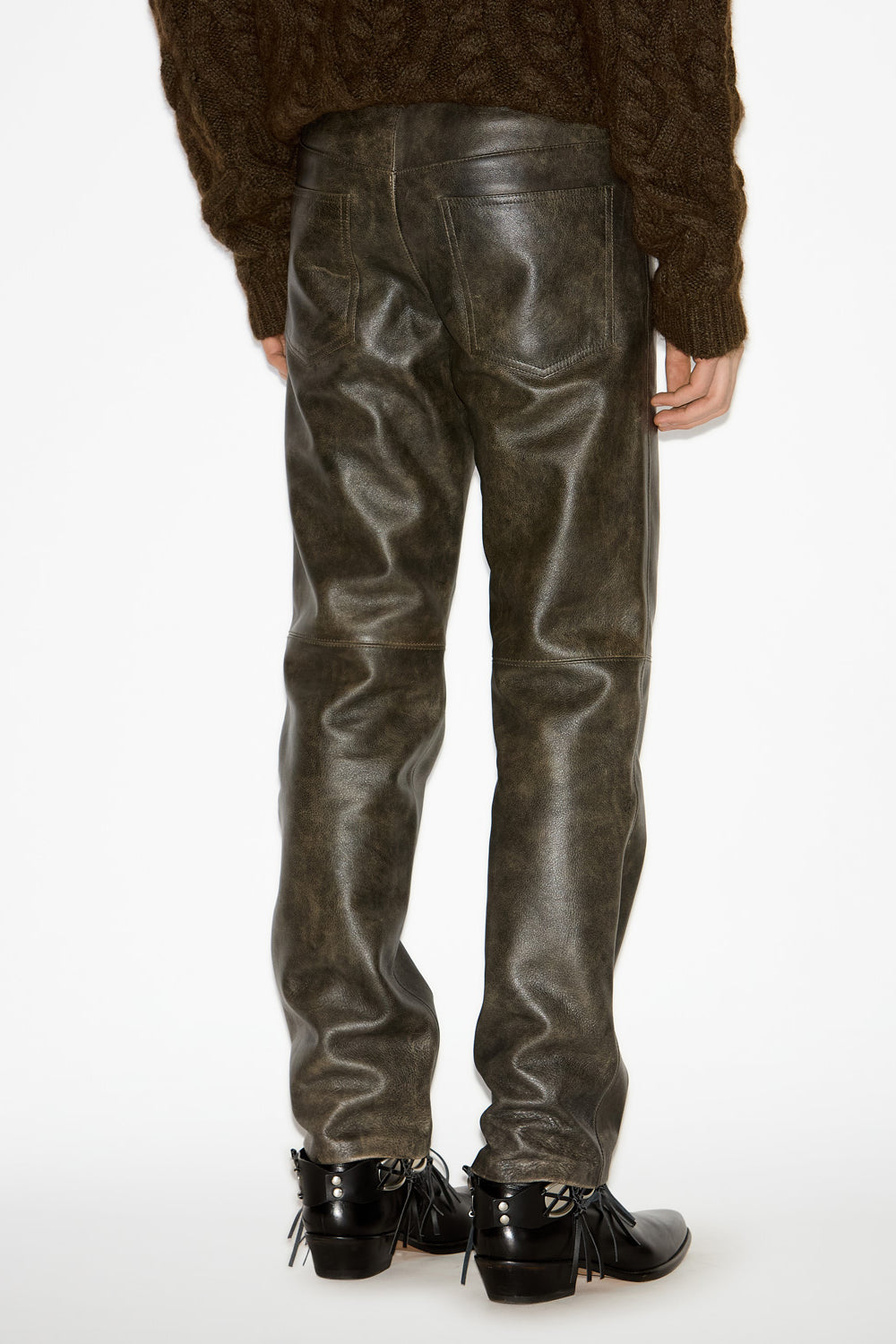 Balkis straight-leg leather pants - Vintage brown - Man - 5