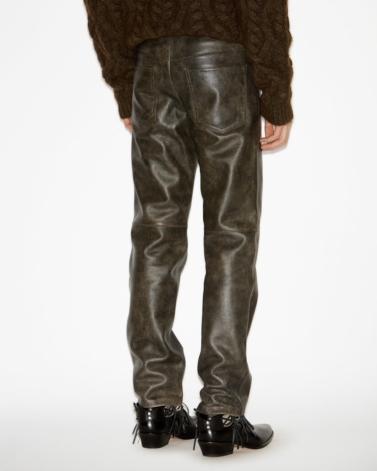 Balkis straight-leg leather pants - Vintage brown - Man - 4