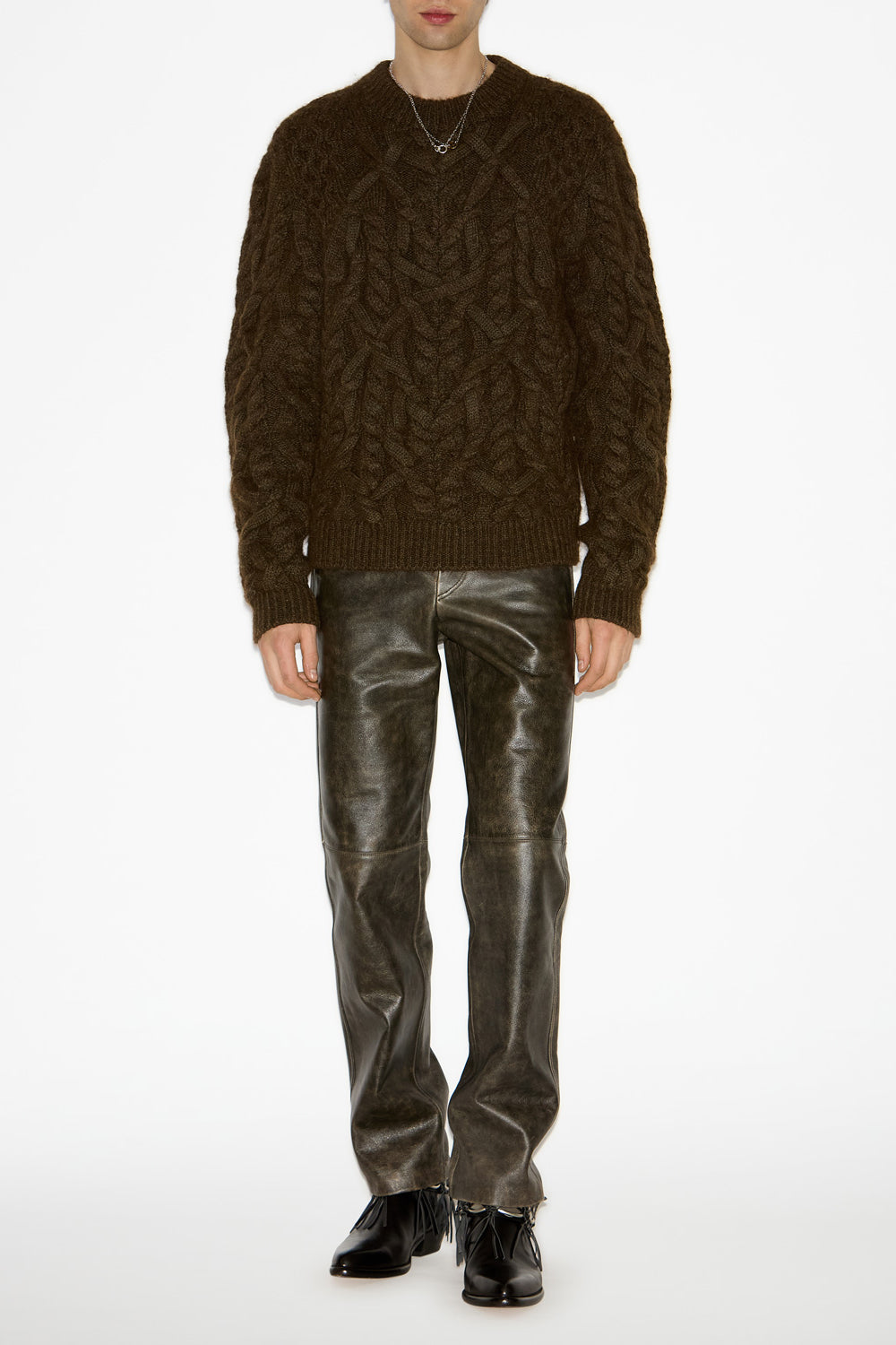 Balkis straight-leg leather pants - Vintage brown - Man - 2