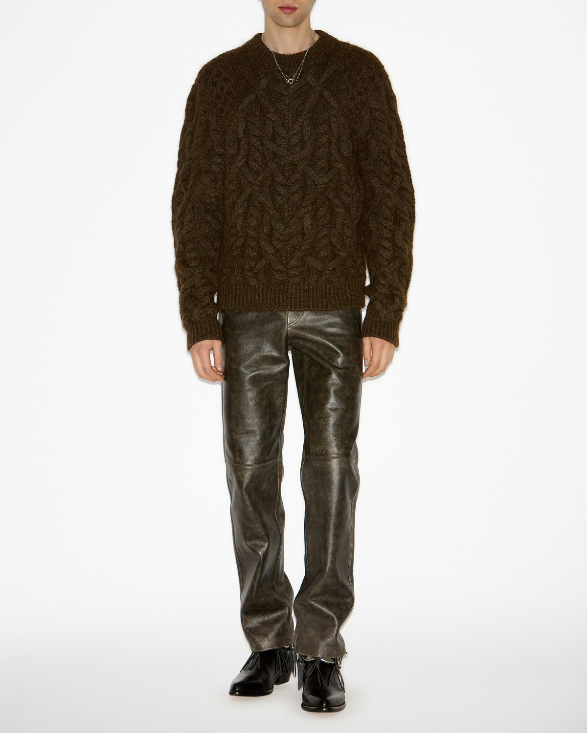 Balkis straight-leg leather pants - Vintage brown - Man - 1