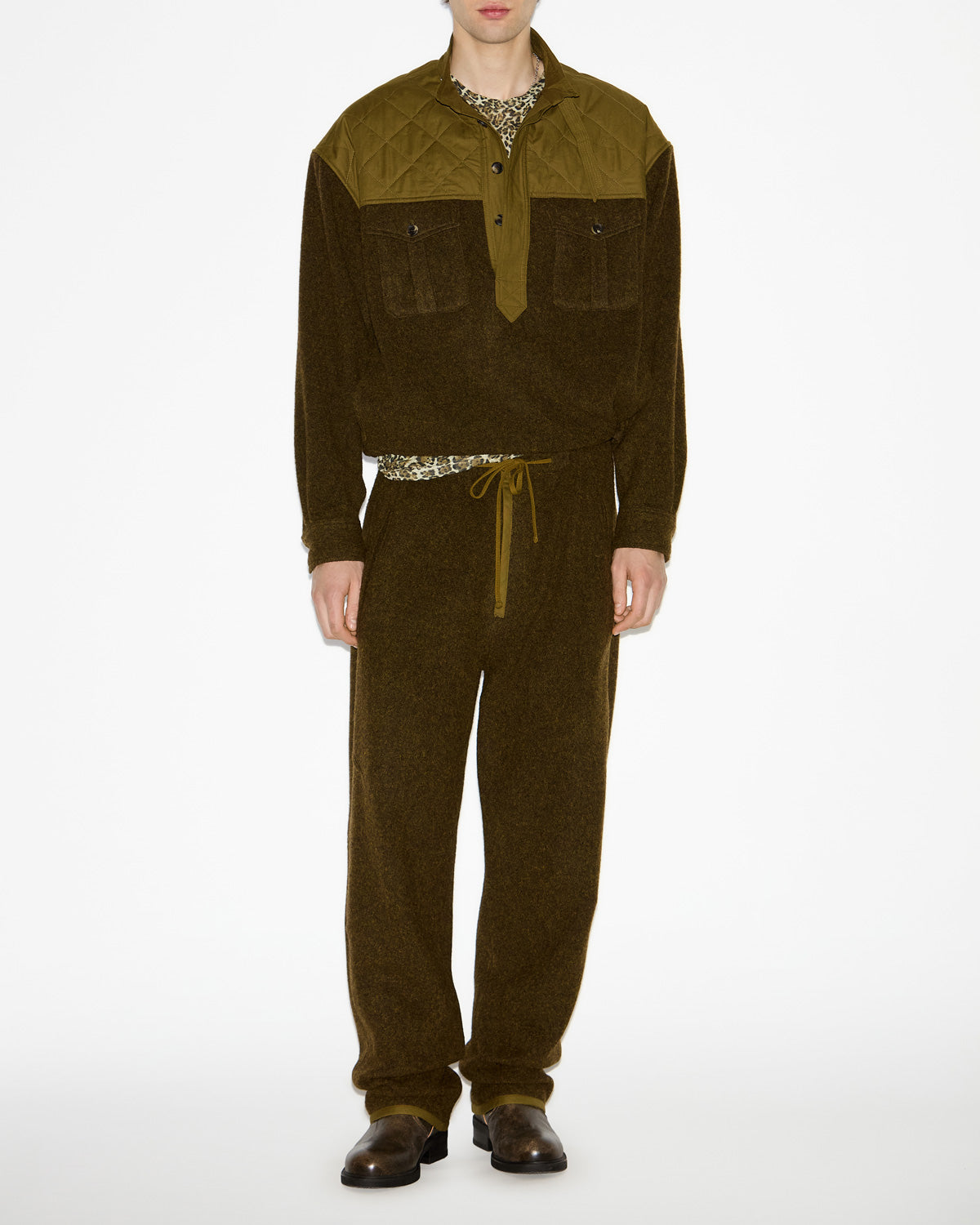 스티븐슨(stevenson) 울 캐주얼 팬츠 - Dark khaki - Man - 1