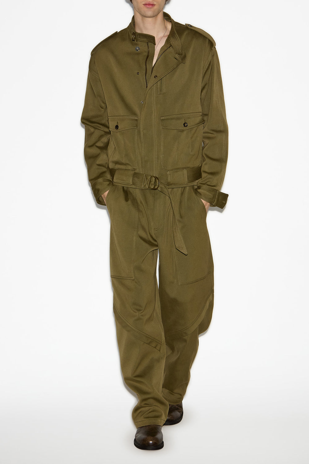 Tigui belted cotton pants - Bronze - Man - 2