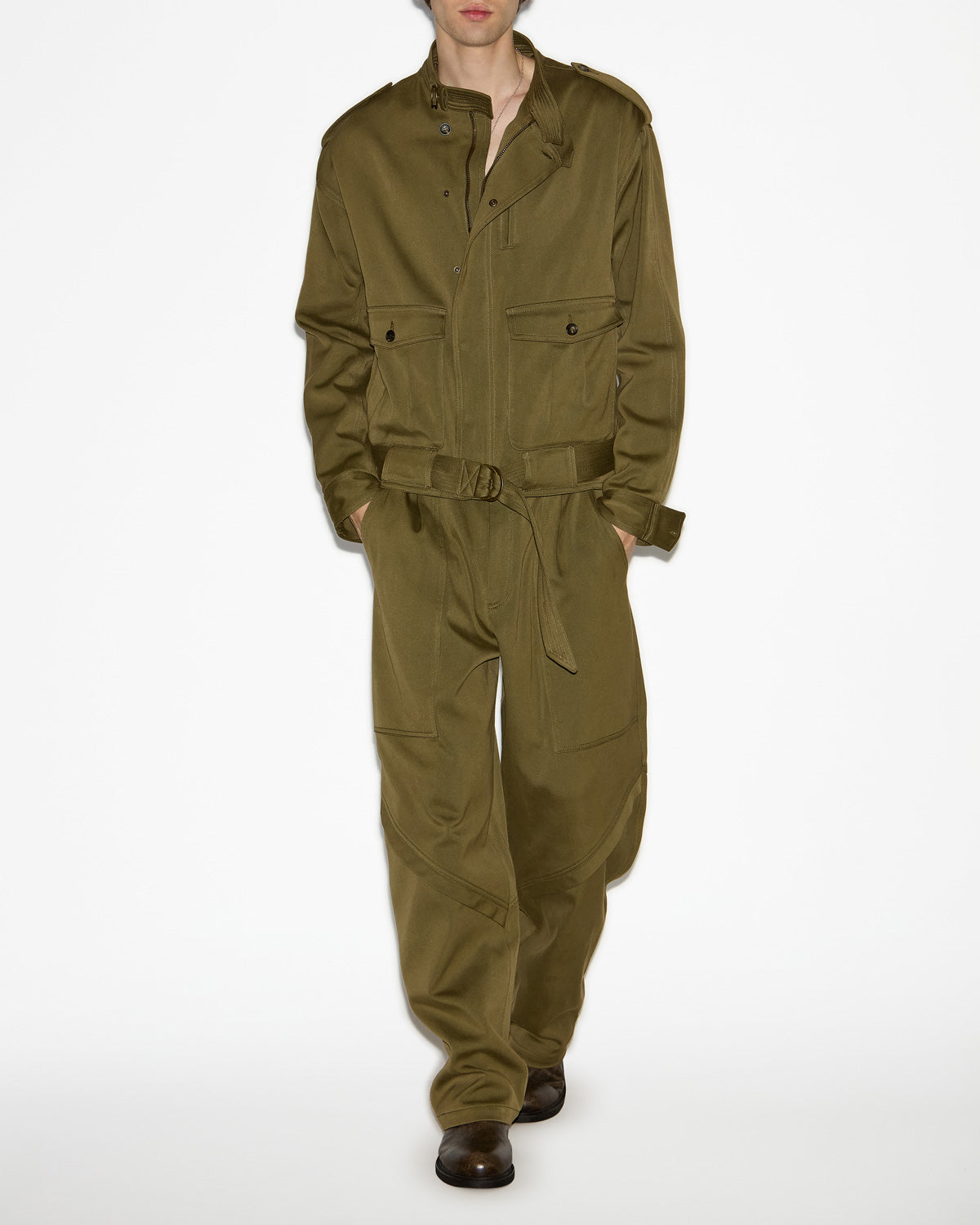 Tigui belted cotton pants - Bronze - Man - 1