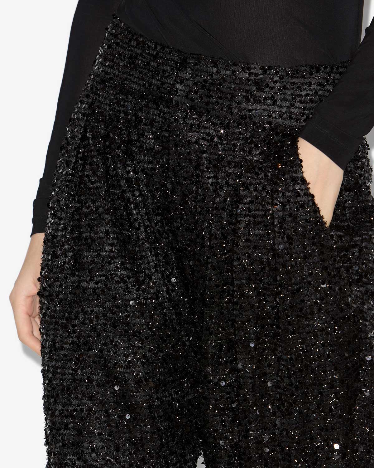 Pantalon aras en sequins  - Noir - Woman - 2