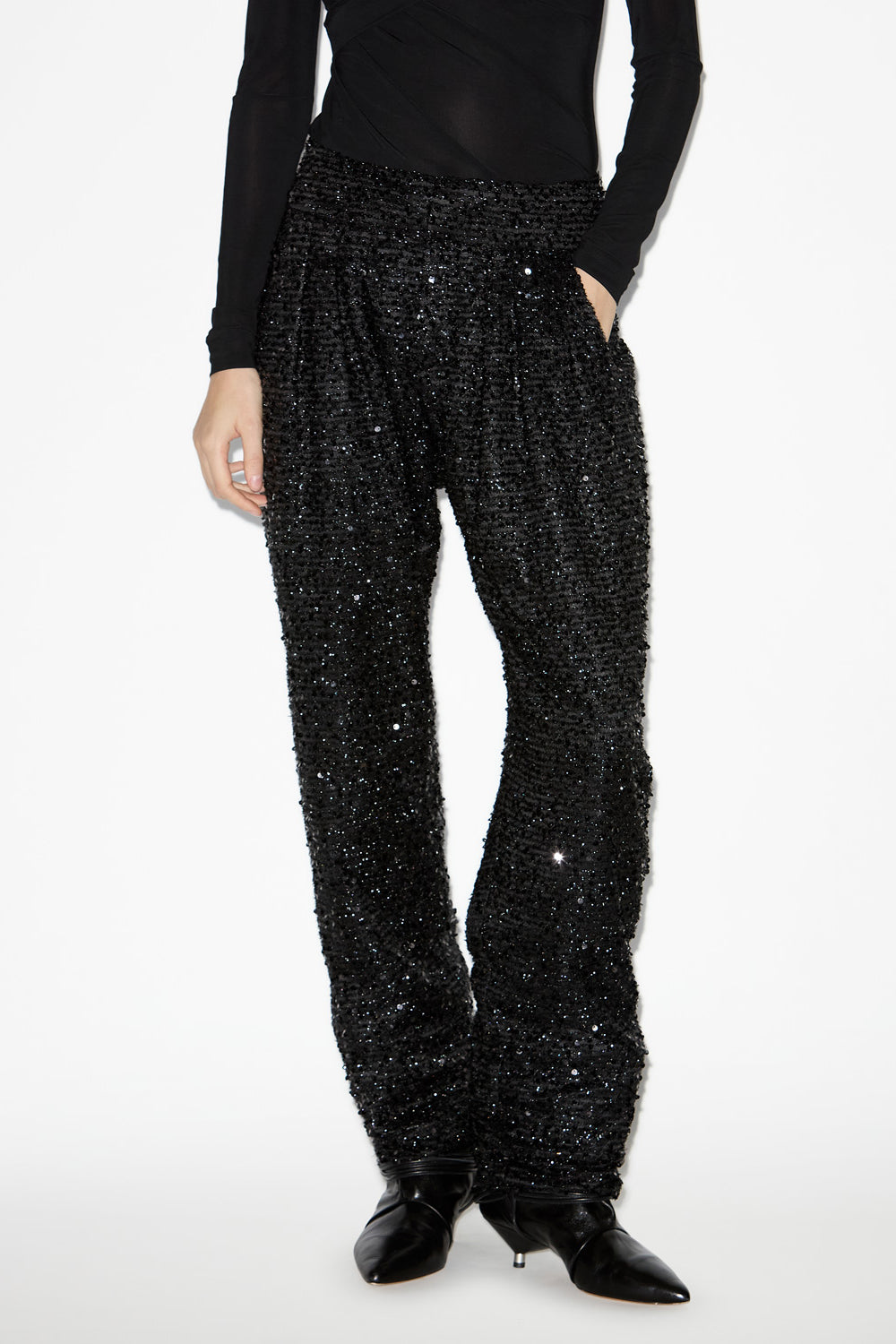 Pantalon aras en sequins  - Noir - Woman - 4