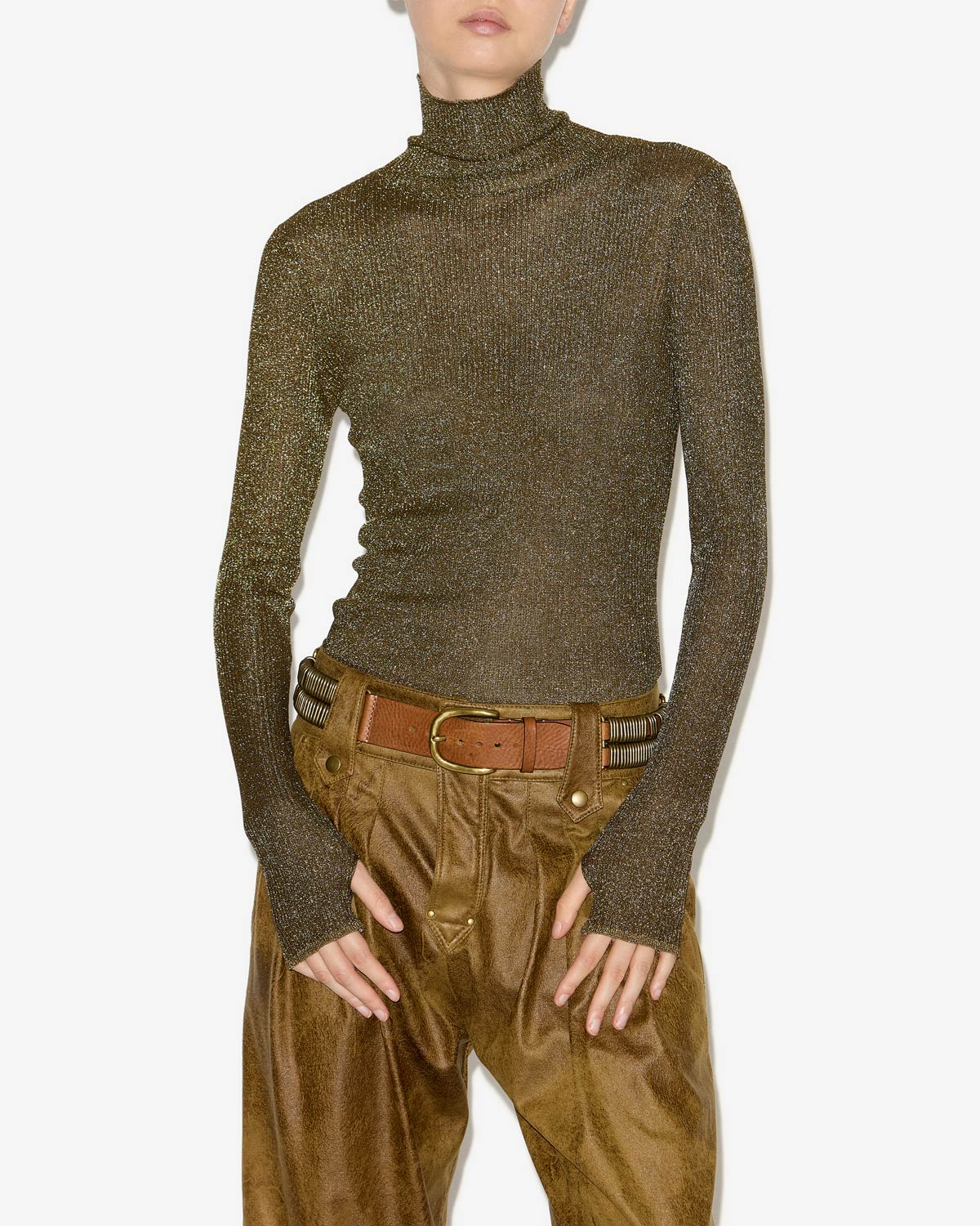 Jaelis roll neck sweater - Dark khaki - Woman - 3