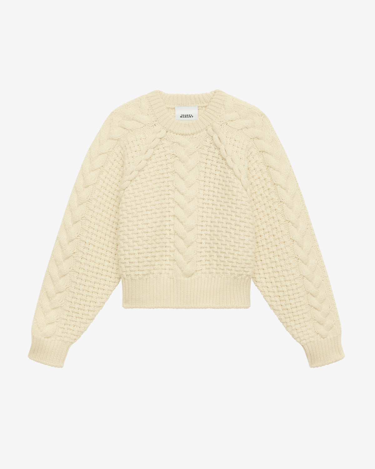Obrero short cable knit sweater - Ecru - Woman - 5