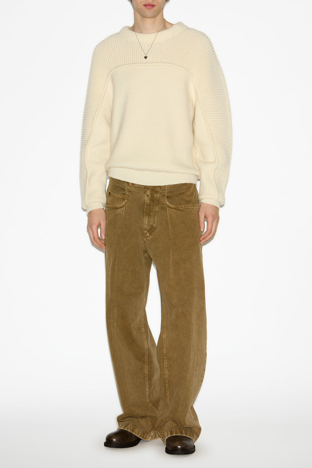 아콜린(acolin) 골지 울 스웨터 - 에크루 - Man - 2