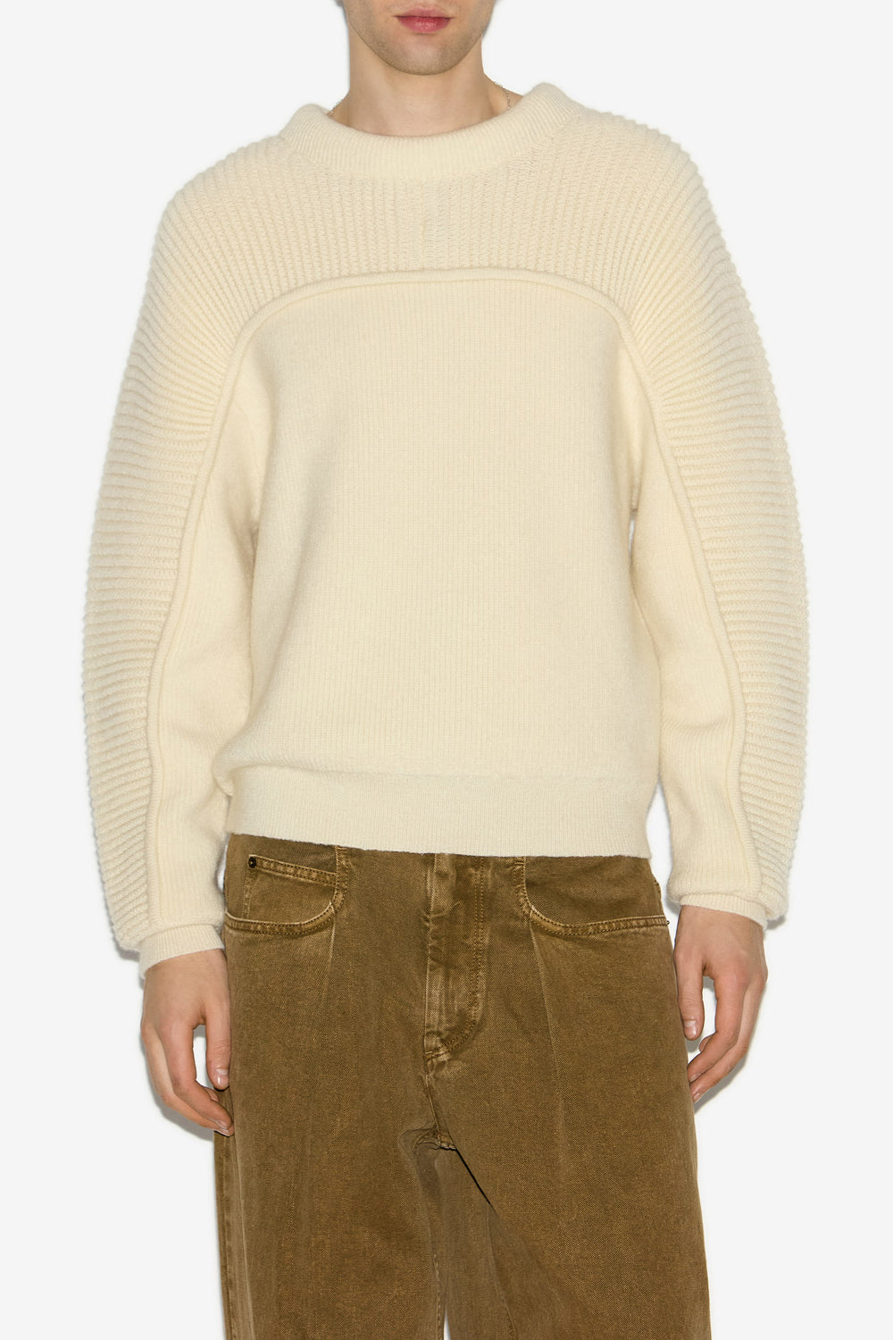 아콜린(acolin) 골지 울 스웨터 - 에크루 - Man - 4