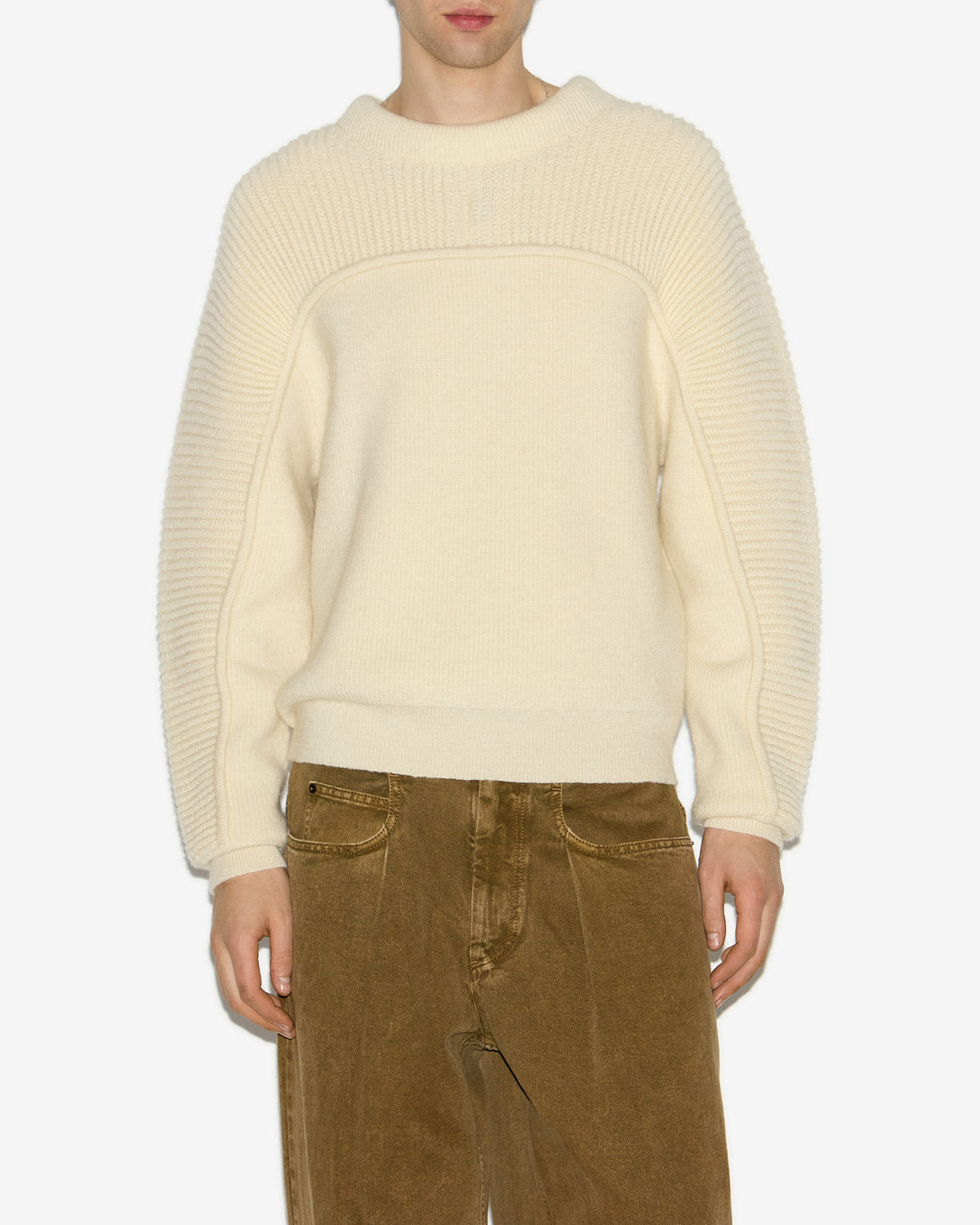 아콜린(acolin) 골지 울 스웨터 - 에크루 - Man - 3