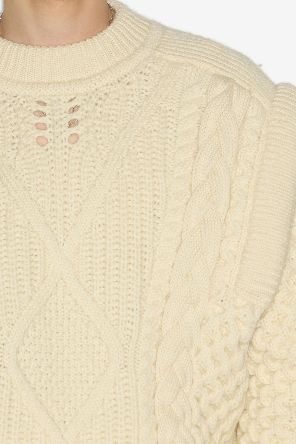 조던(jordan) 스트럭처드 숄더 꽈배기 스웨터 - 에크루 - Man - 3