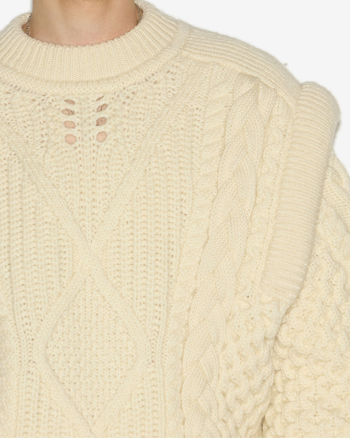 Maglione jordan con trecce e spalle strutturate - Ecru - Man - 2