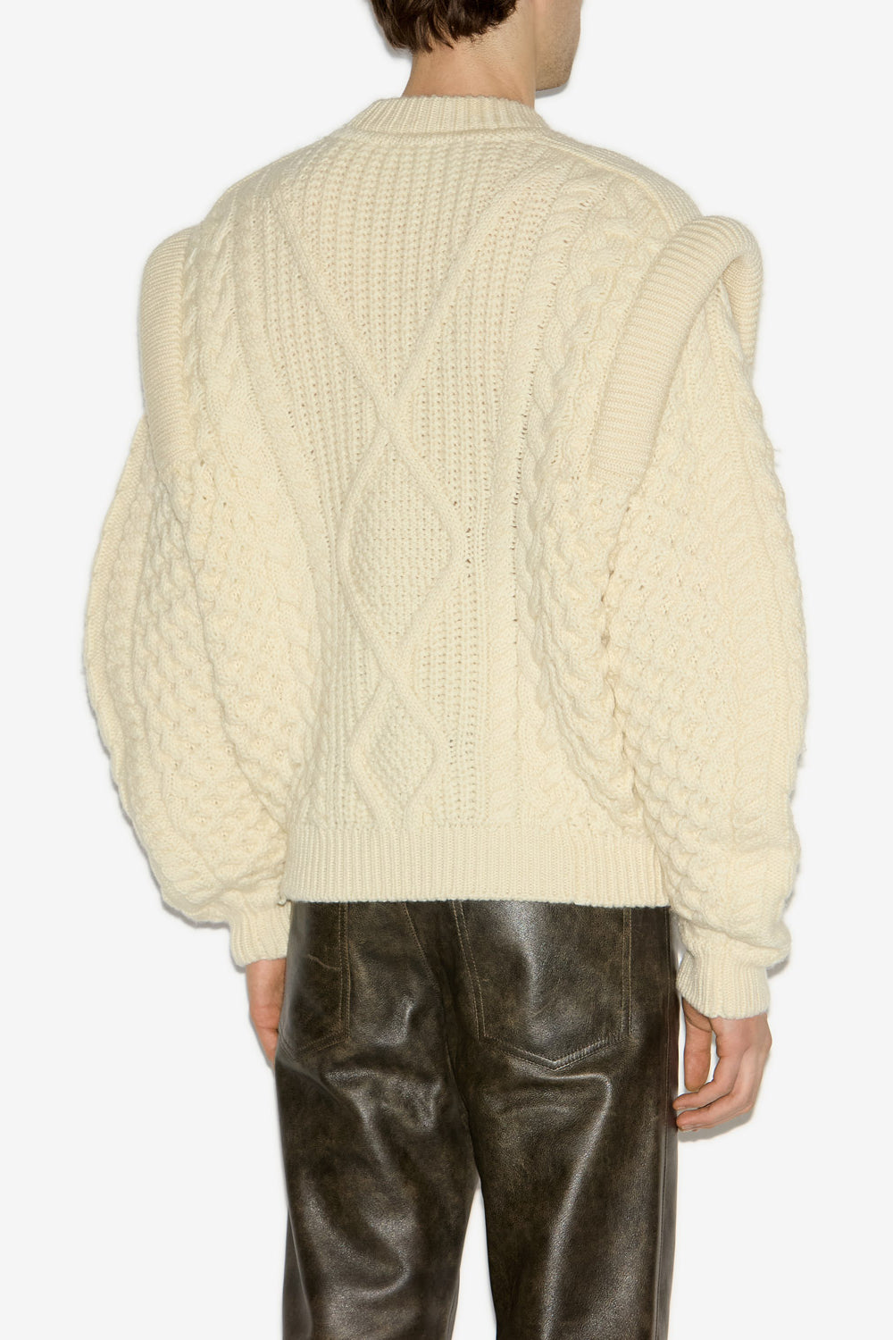 조던(jordan) 스트럭처드 숄더 꽈배기 스웨터 - 에크루 - Man - 5