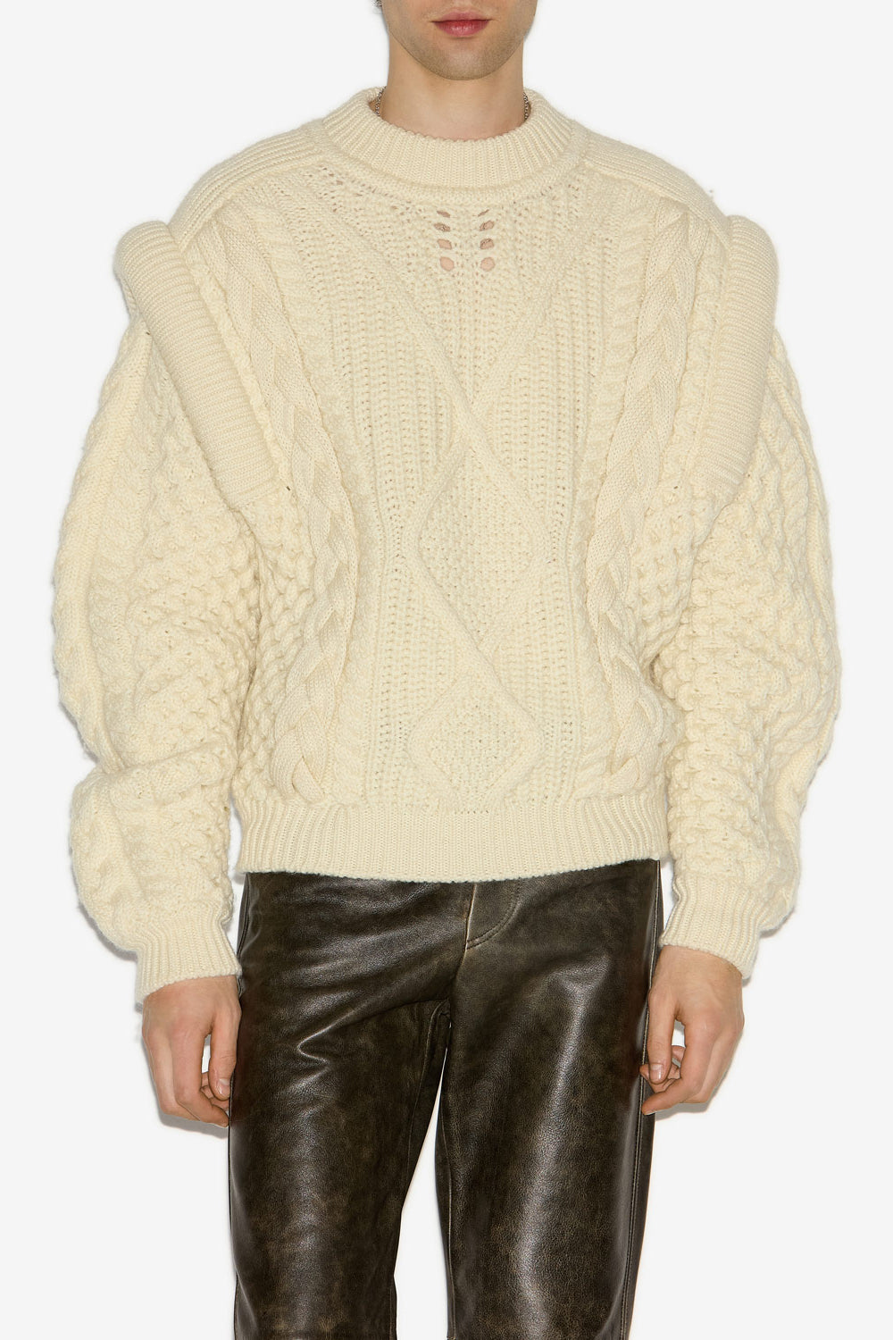 조던(jordan) 스트럭처드 숄더 꽈배기 스웨터 - 에크루 - Man - 4