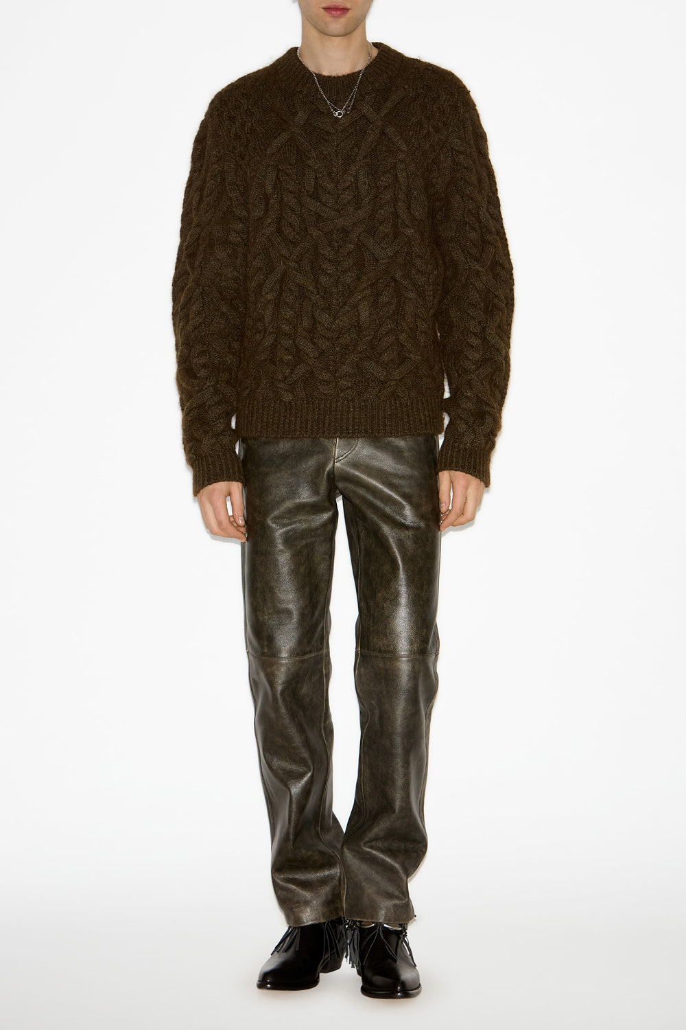 피오(pio) 꽈배기 니트 스웨터 - 청동 - Man - 2