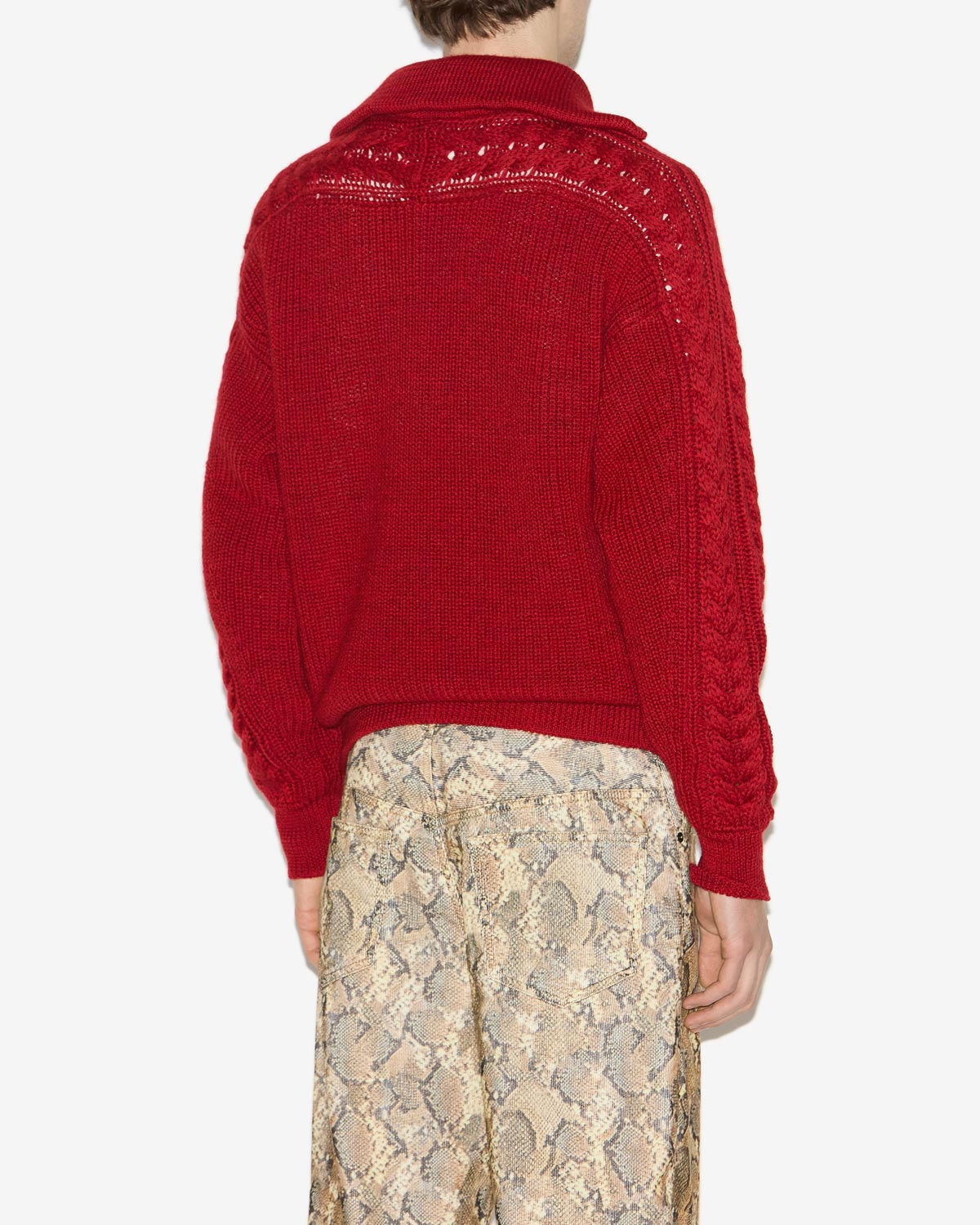 렌즈(lenz) 골지 울 하이 칼라 스웨터 - 빨간색 - Man - 4