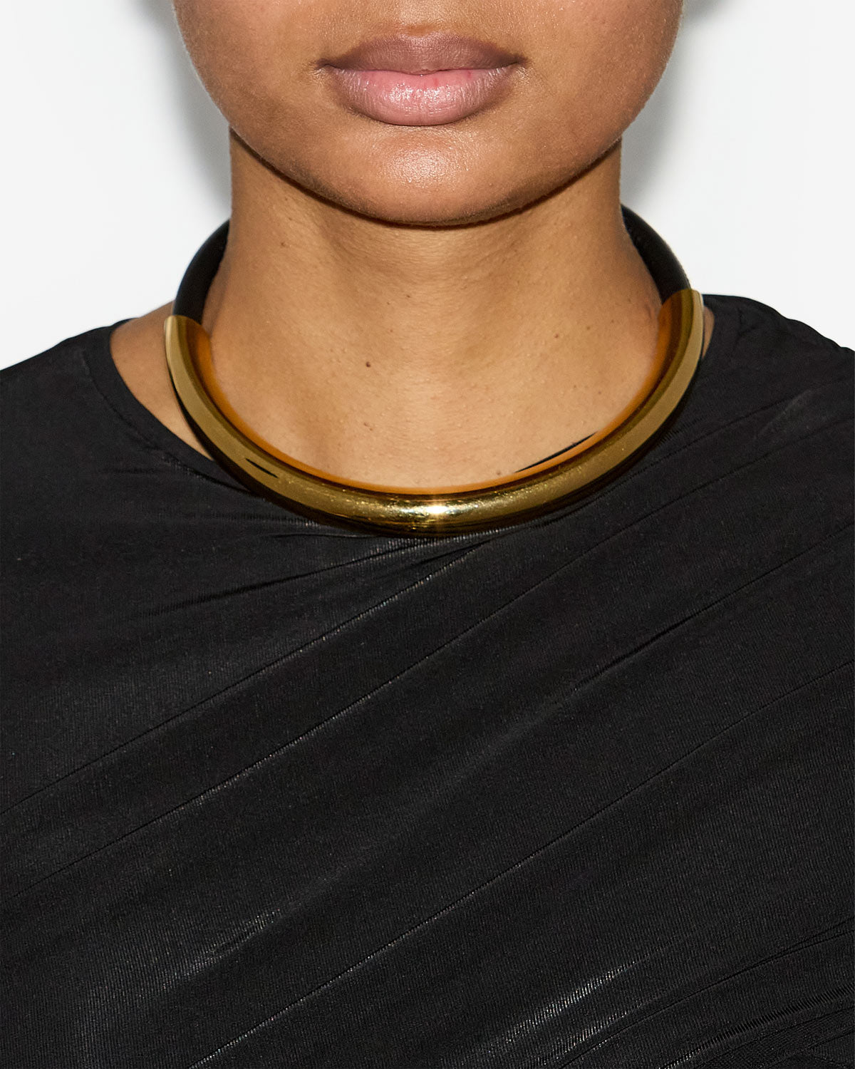 Erin choker necklace in brass and leather - Black - Woman - 2