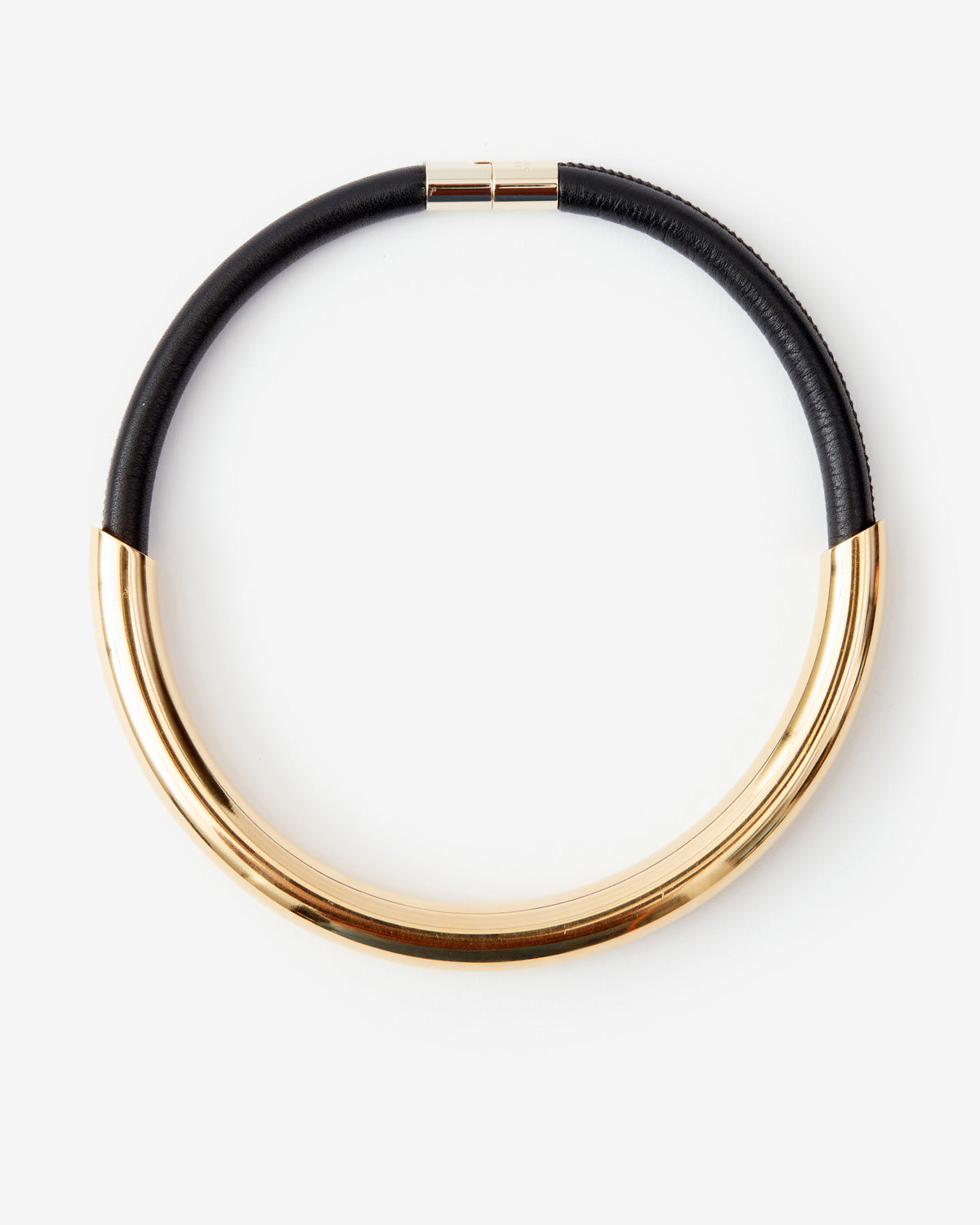 Erin choker necklace in brass and leather - Black - Woman - 1