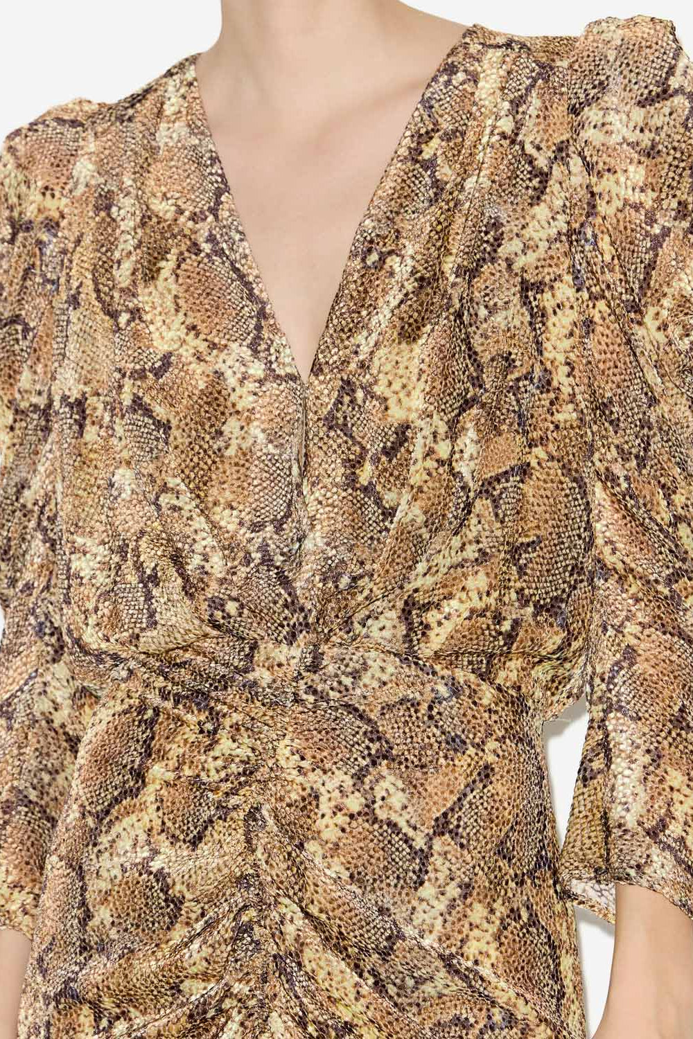 Robe nemil froncée en velours dévoré - Sable - Woman - 3