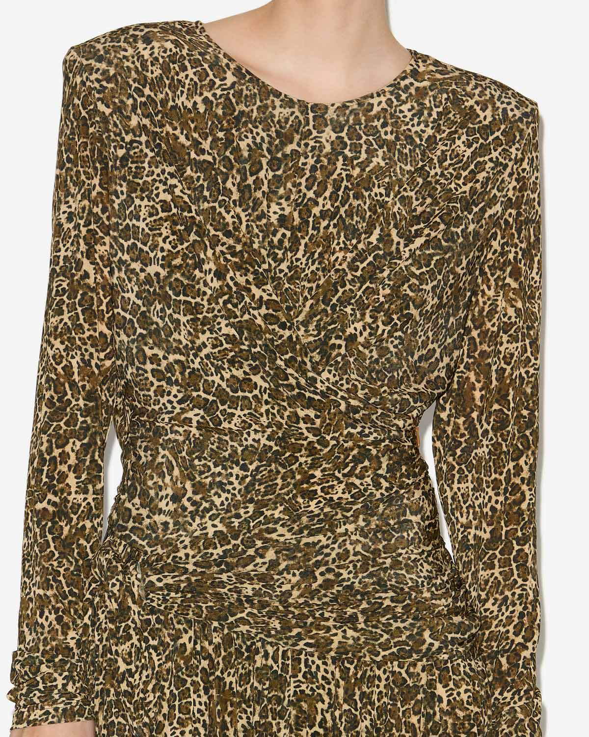 Vestido zeidi drapeado con estampado de leopardo - Castaño - Woman - 2