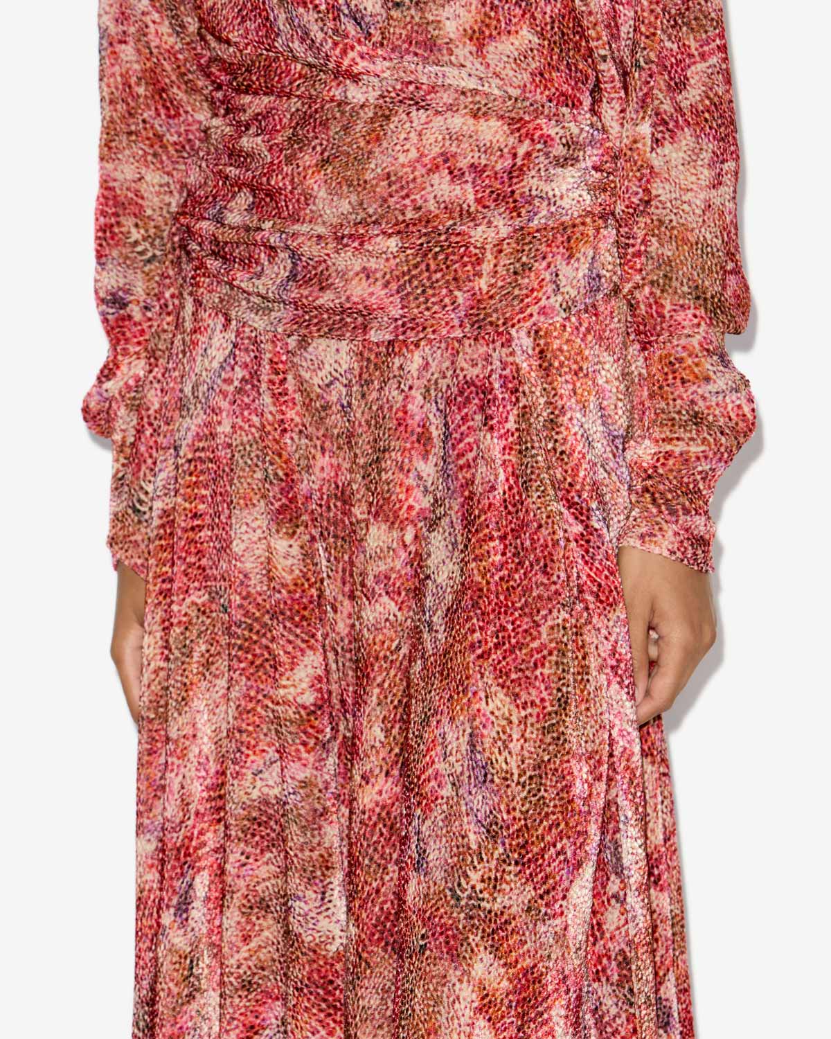 Vestido drapeado de terciopelo devoré charmaine - Rojo - Woman - 2