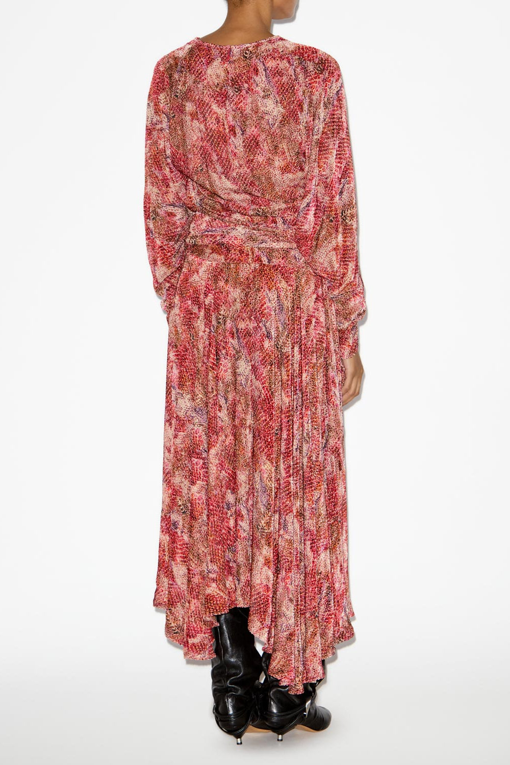 Abito charmaine drappeggiato in velluto devoré - Rosso - Woman - 3