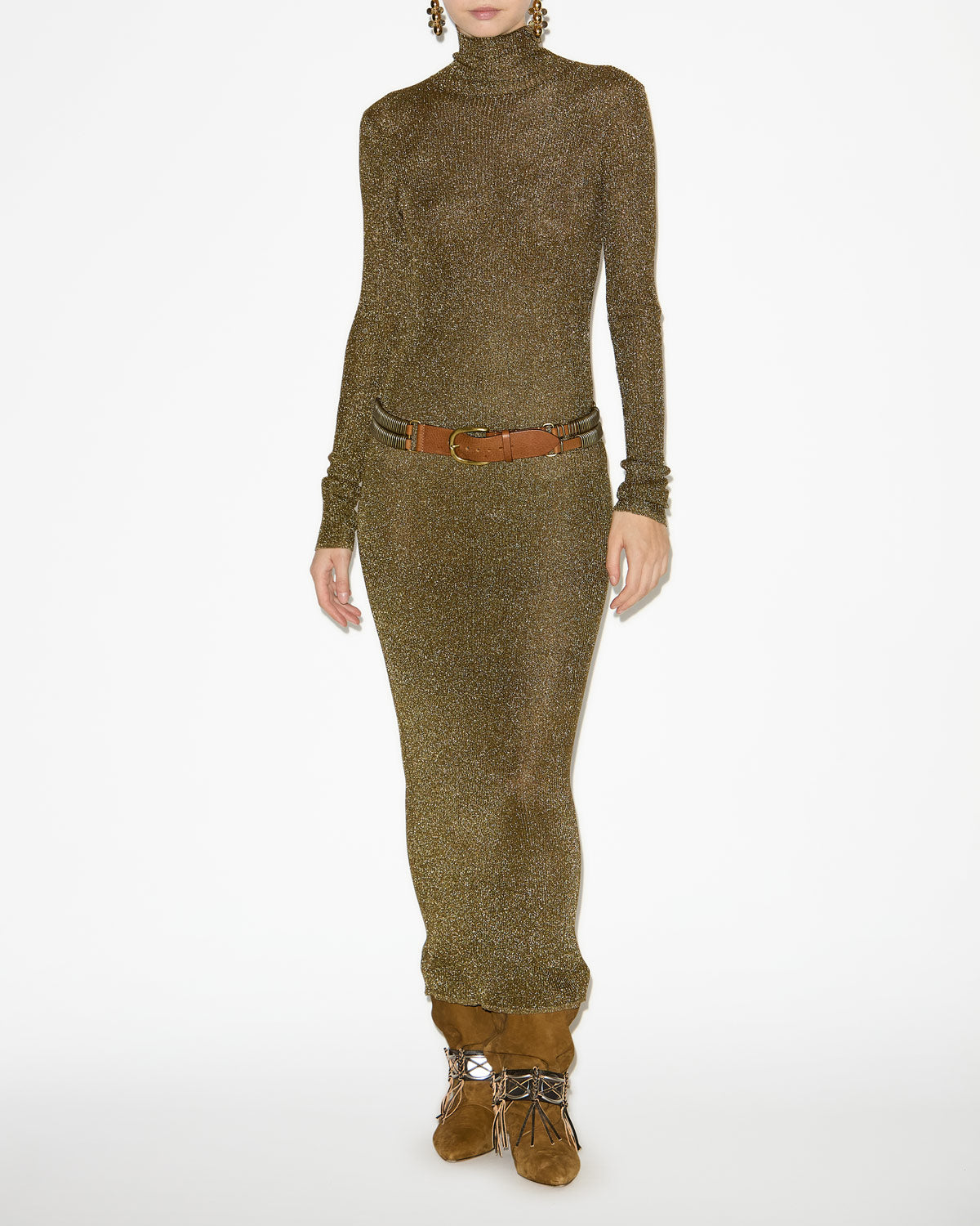 Abito josita in maglia dolcevita - Dark khaki - Woman - 1