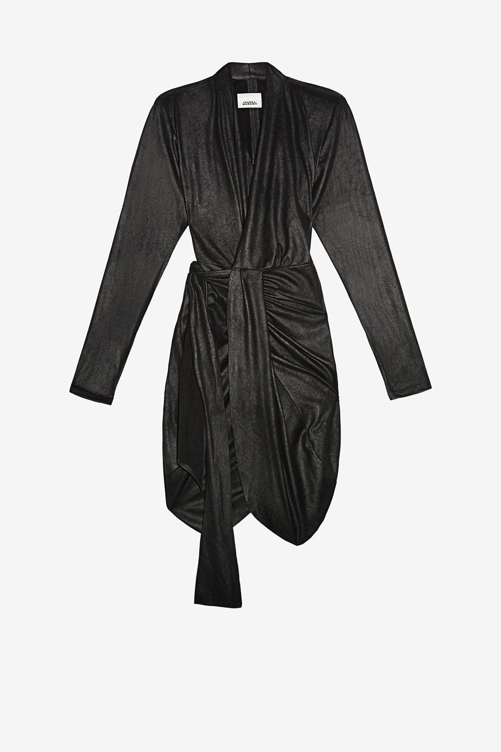 Robe aleora cache-cœur drapée en faux daim - Noir - Woman - 1