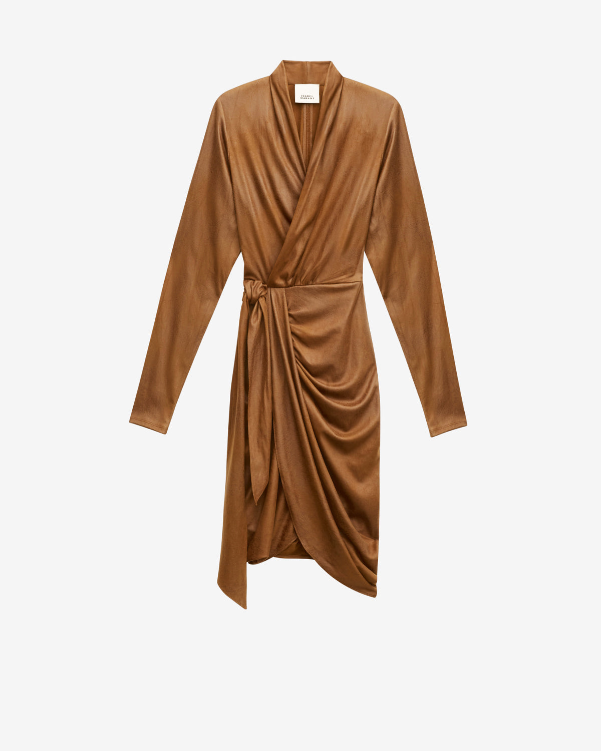 Robe aleora cache-cœur en faux daim - Cognac - Woman - 5