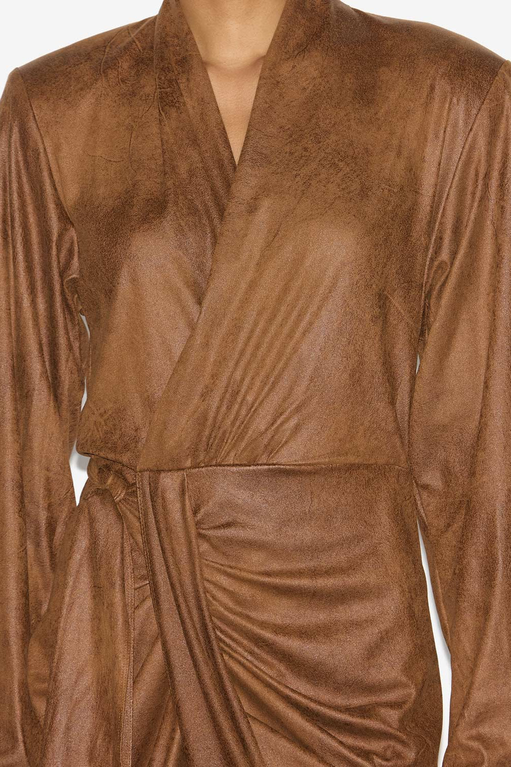 Robe aleora cache-cœur en faux daim - Cognac - Woman - 3