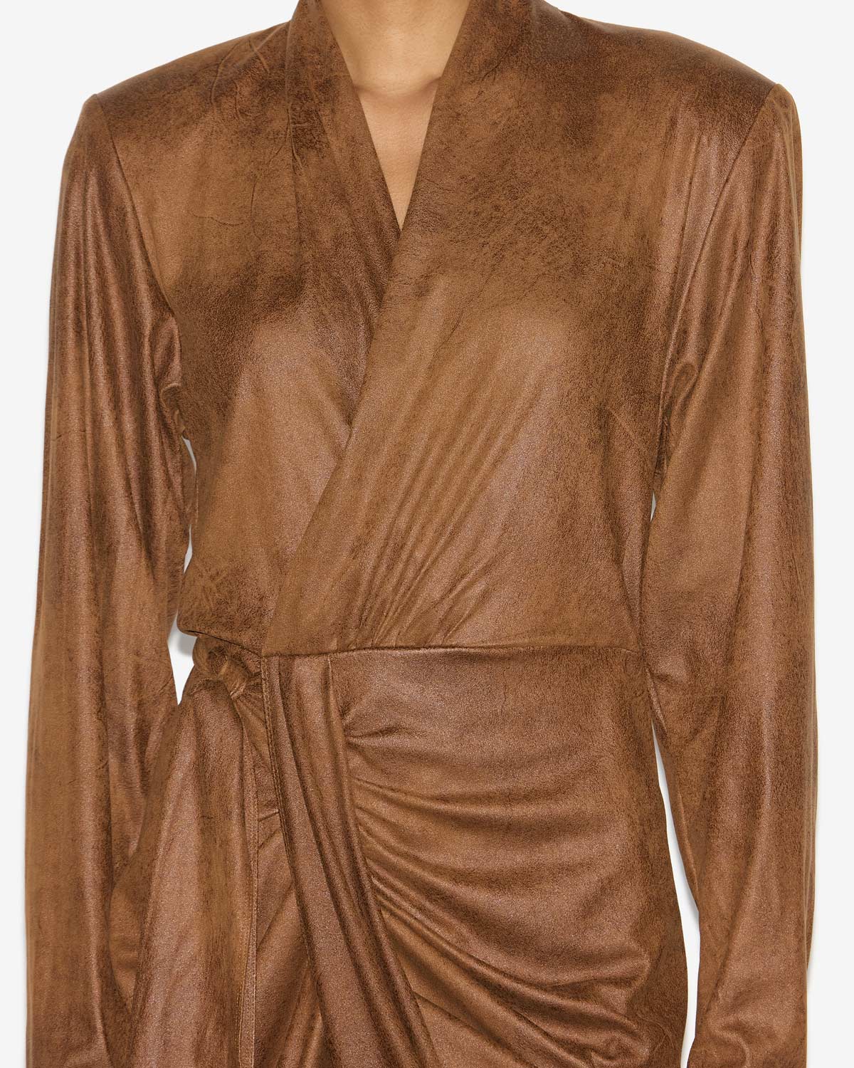 Robe aleora cache-cœur en faux daim - Cognac - Woman - 2